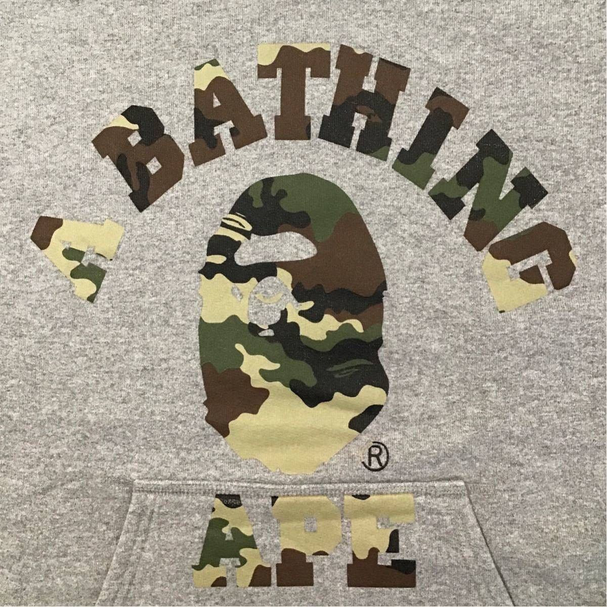 Bape BAPE woodland camo college logo pullover hoodie gray Size US M / EU 48-50 / 2 - 2 Thumbnail