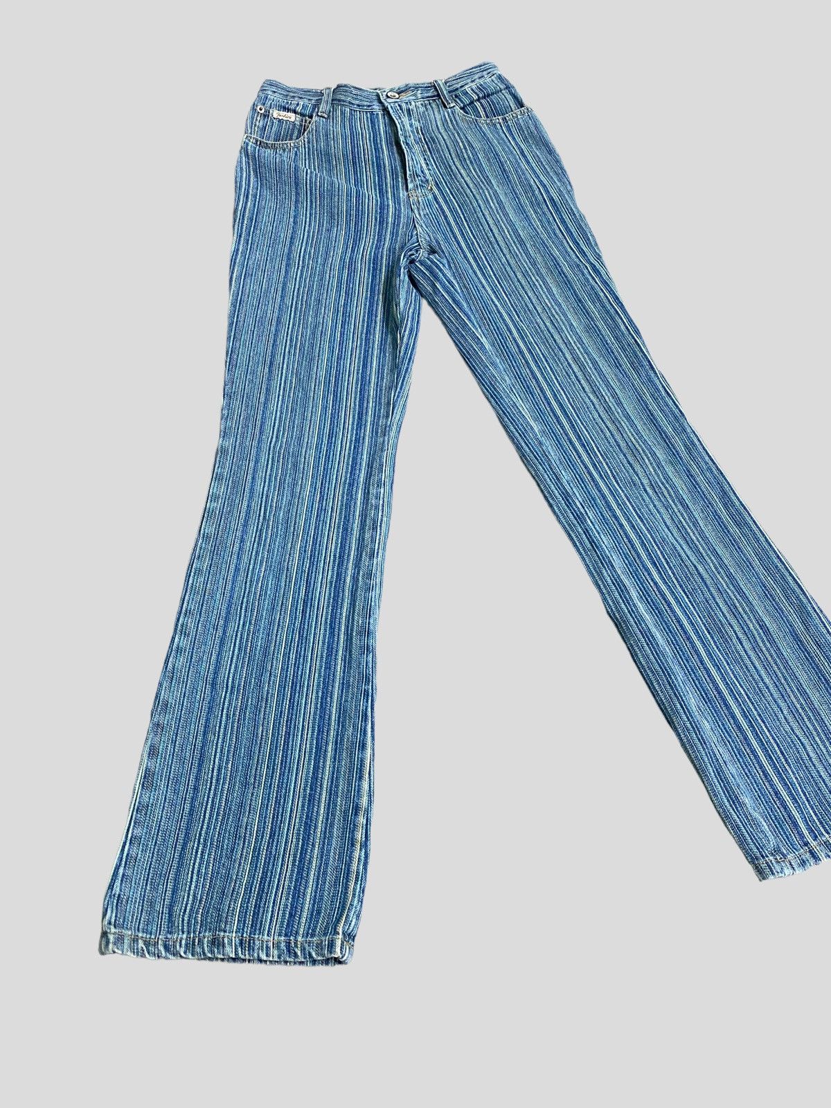 image of Designer Flare Jeans Firhine Striped Boot Cut in Blue, Women's (Size 24)