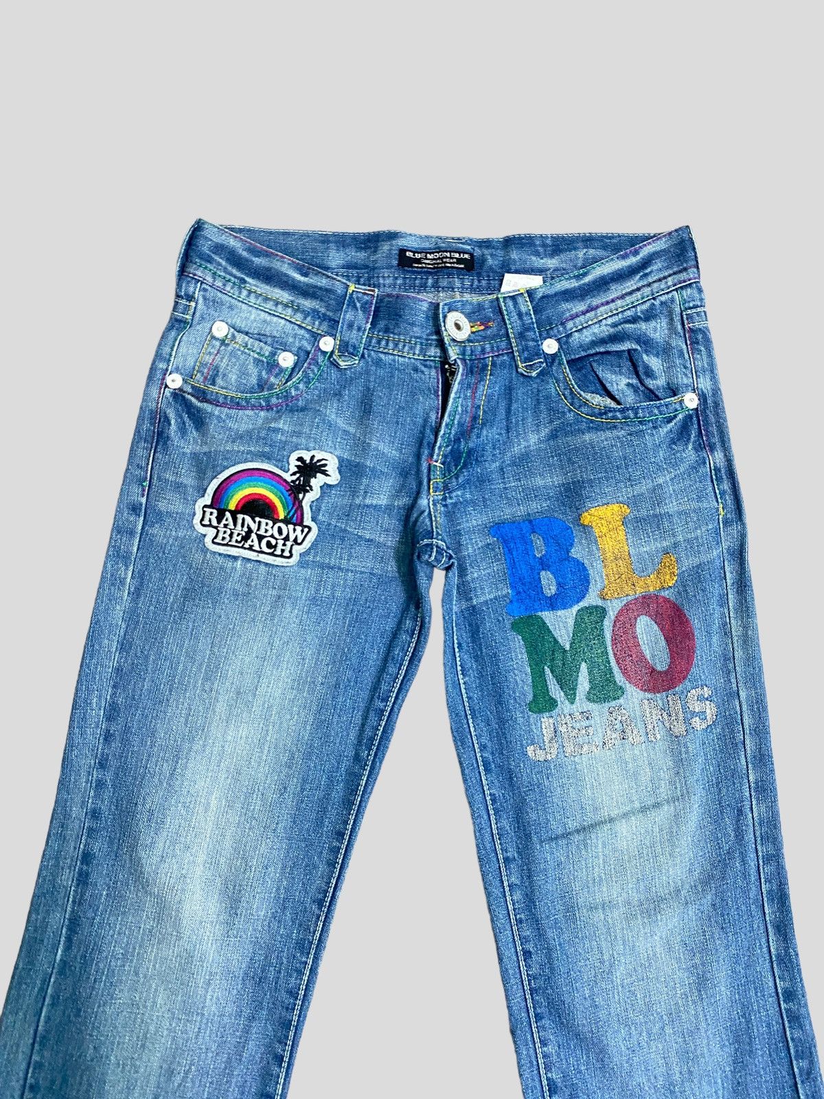 Designer × Japanese Brand × Vintage VINTAGE BLUE MOON BLUE SPELL OUT PATCHES LOW RISE DENIM Size US 31 - 6 Thumbnail