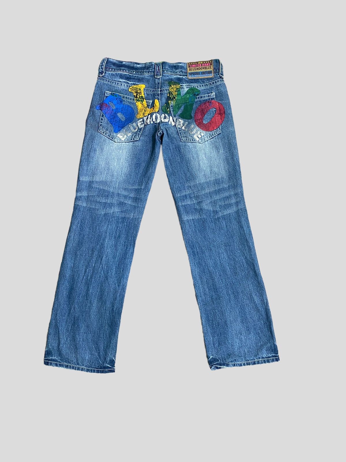 Designer × Japanese Brand × Vintage VINTAGE BLUE MOON BLUE SPELL OUT PATCHES LOW RISE DENIM Size US 31 - 3 Thumbnail