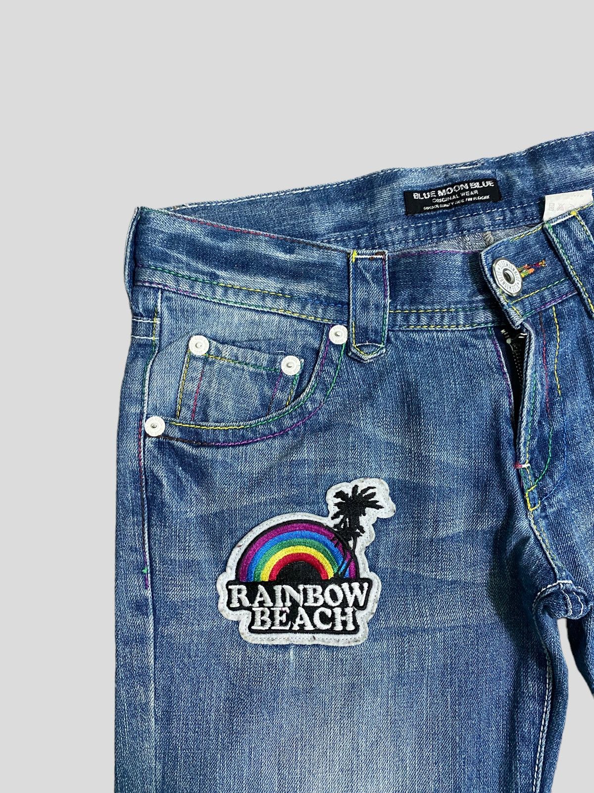 Designer × Japanese Brand × Vintage VINTAGE BLUE MOON BLUE SPELL OUT PATCHES LOW RISE DENIM Size US 31 - 7 Thumbnail