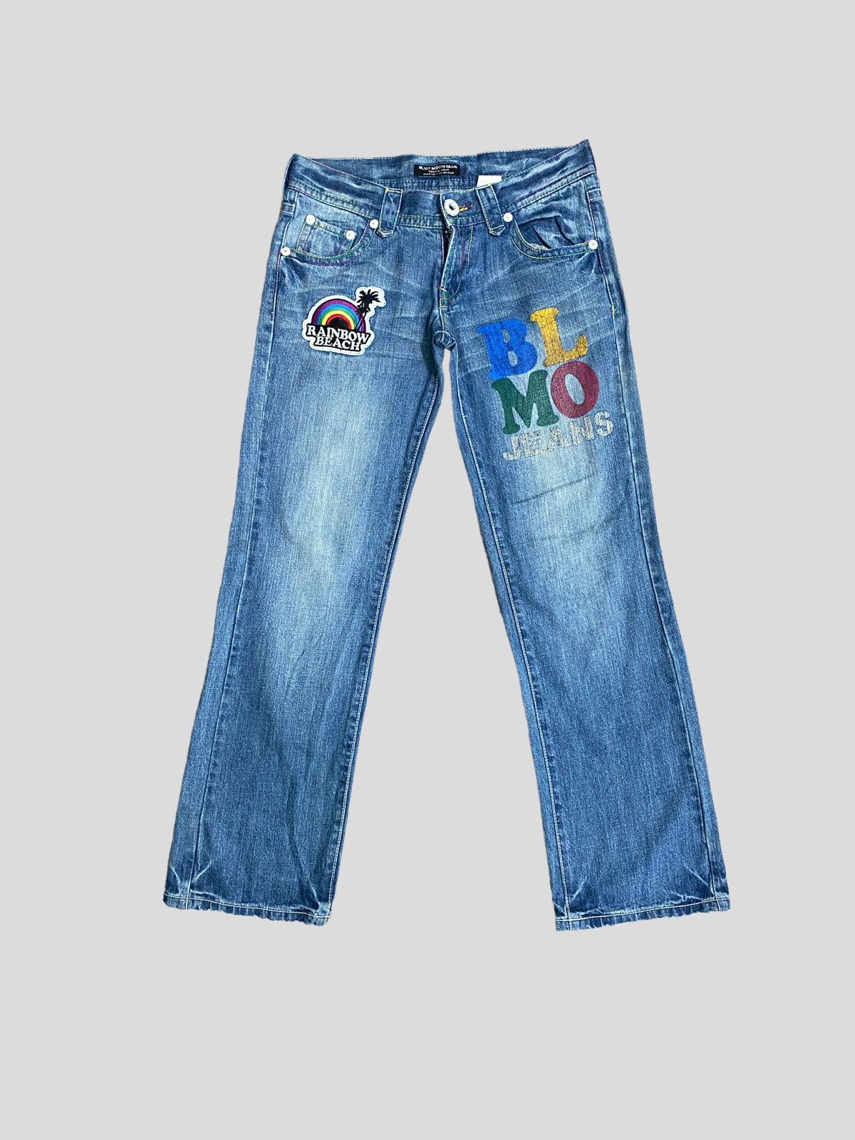 Designer × Japanese Brand × Vintage VINTAGE BLUE MOON BLUE SPELL OUT PATCHES LOW RISE DENIM Size US 31 - 2 Thumbnail