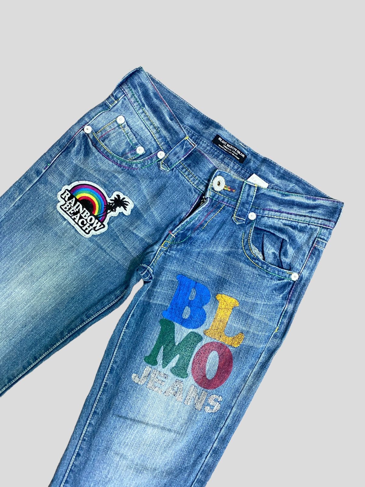 Designer × Japanese Brand × Vintage VINTAGE BLUE MOON BLUE SPELL OUT PATCHES LOW RISE DENIM Size US 31 - 4 Thumbnail