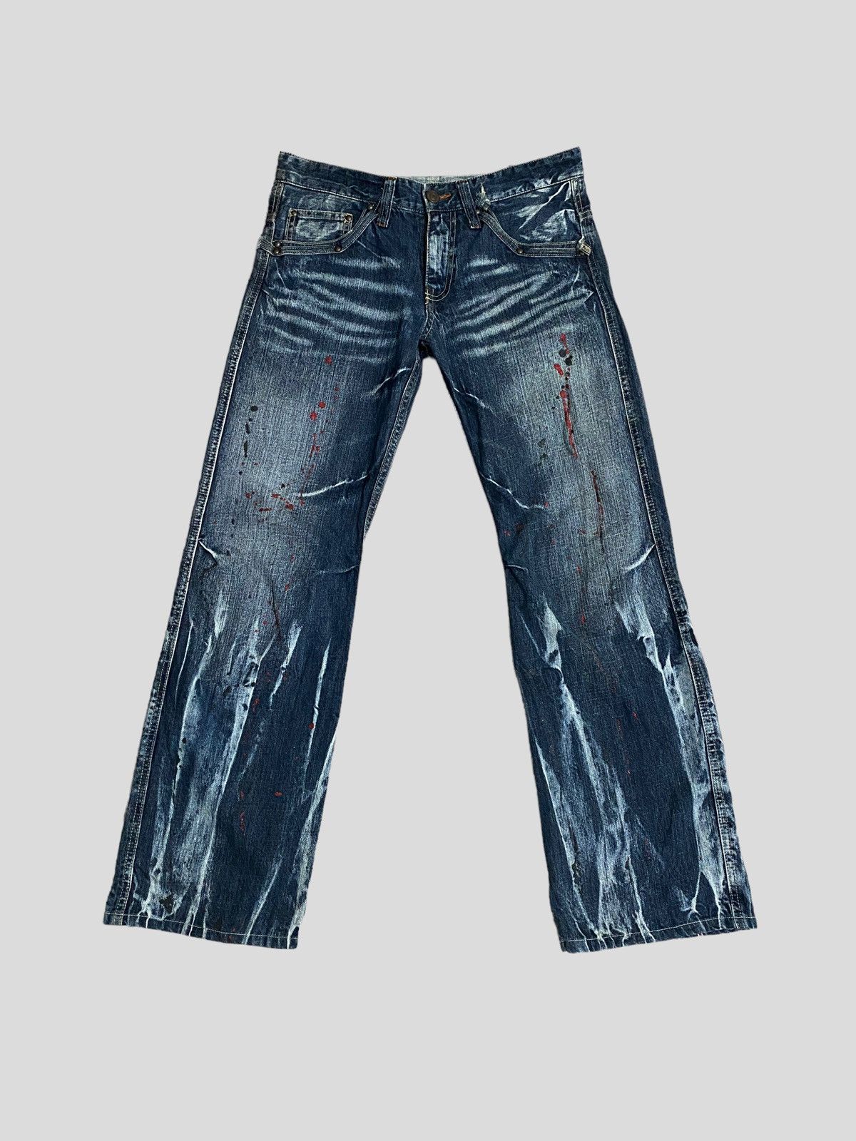 Designer × Japanese Brand × Vintage VINTAGE FLARE JEANS ROOT THREE ACID WASH GLITTER SPLASH Size US 30 / EU 46 - 2 Thumbnail