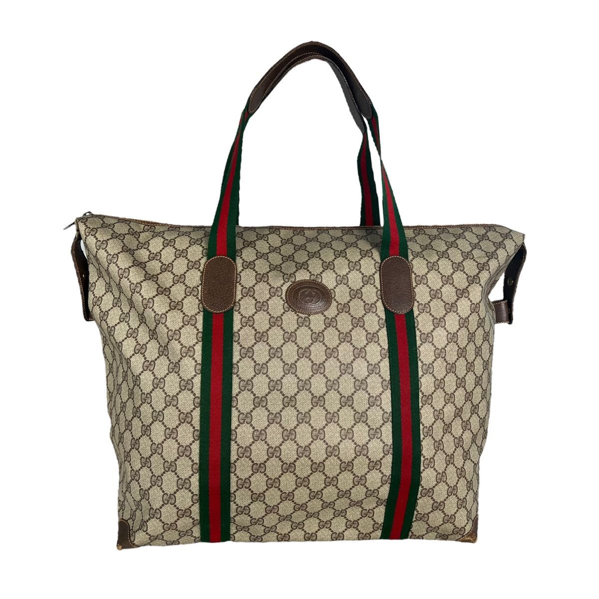 image of Gucci Monogram Weekender Duffle Bag in Brown, Men's