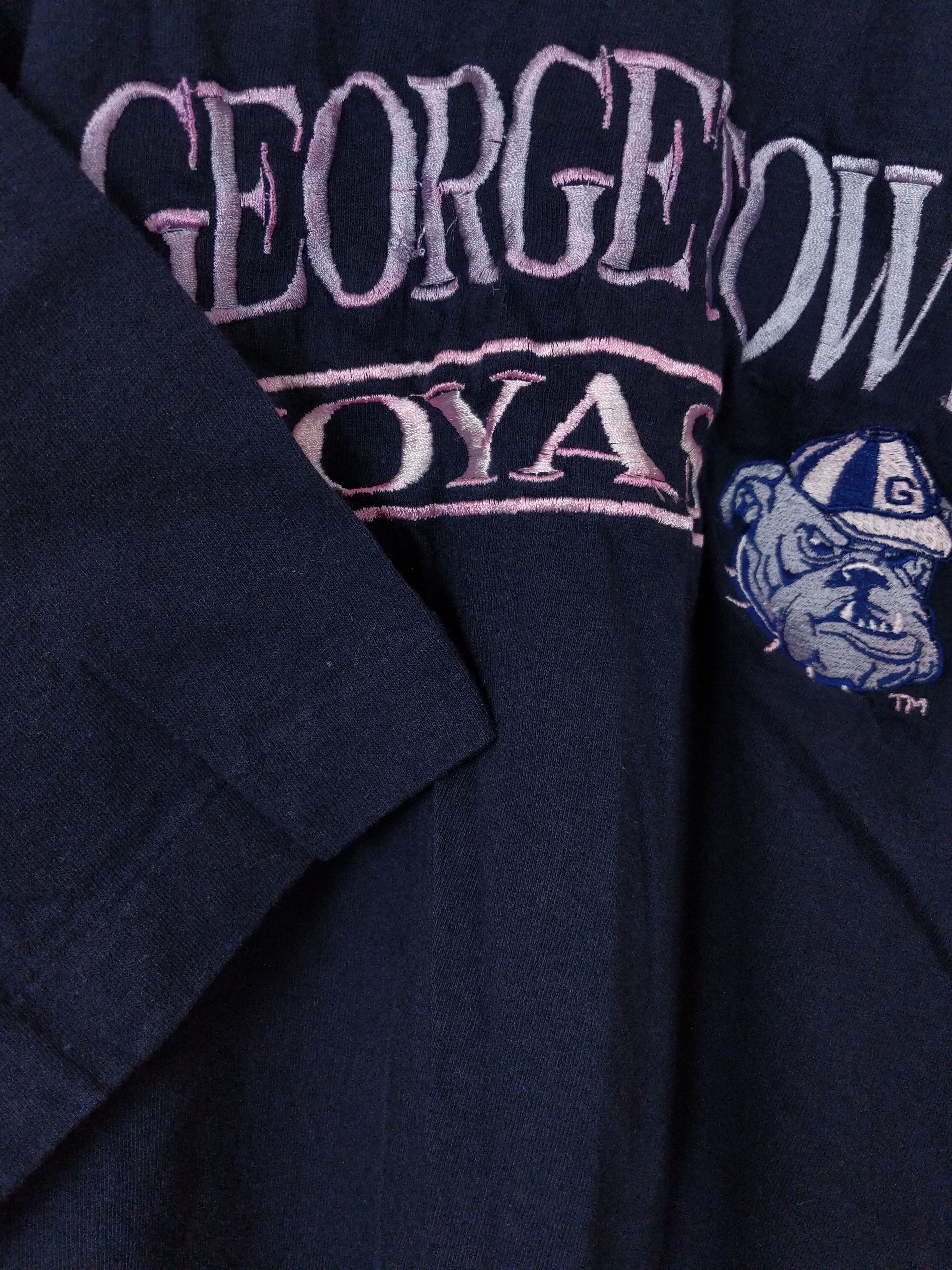 NCAA Vintage 90s Georgetown Hoyas Embroidered Spellout Tee Size US XL / EU 56 / 4 - 2 Thumbnail