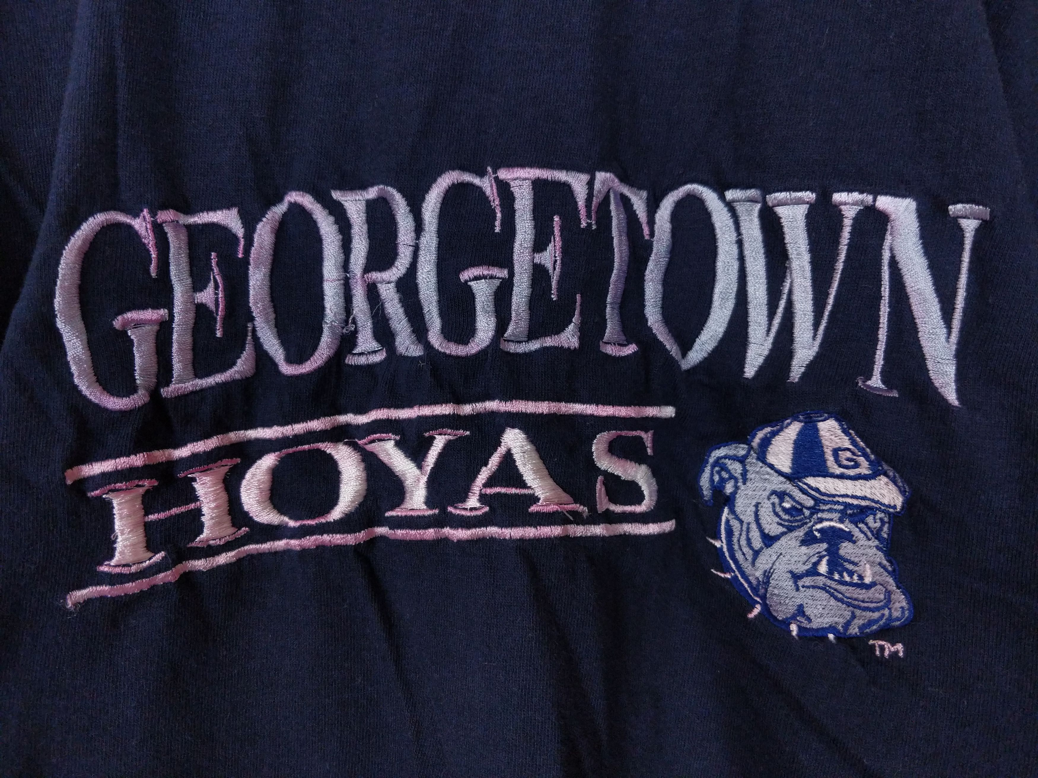 NCAA Vintage 90s Georgetown Hoyas Embroidered Spellout Tee Size US XL / EU 56 / 4 - 3 Thumbnail