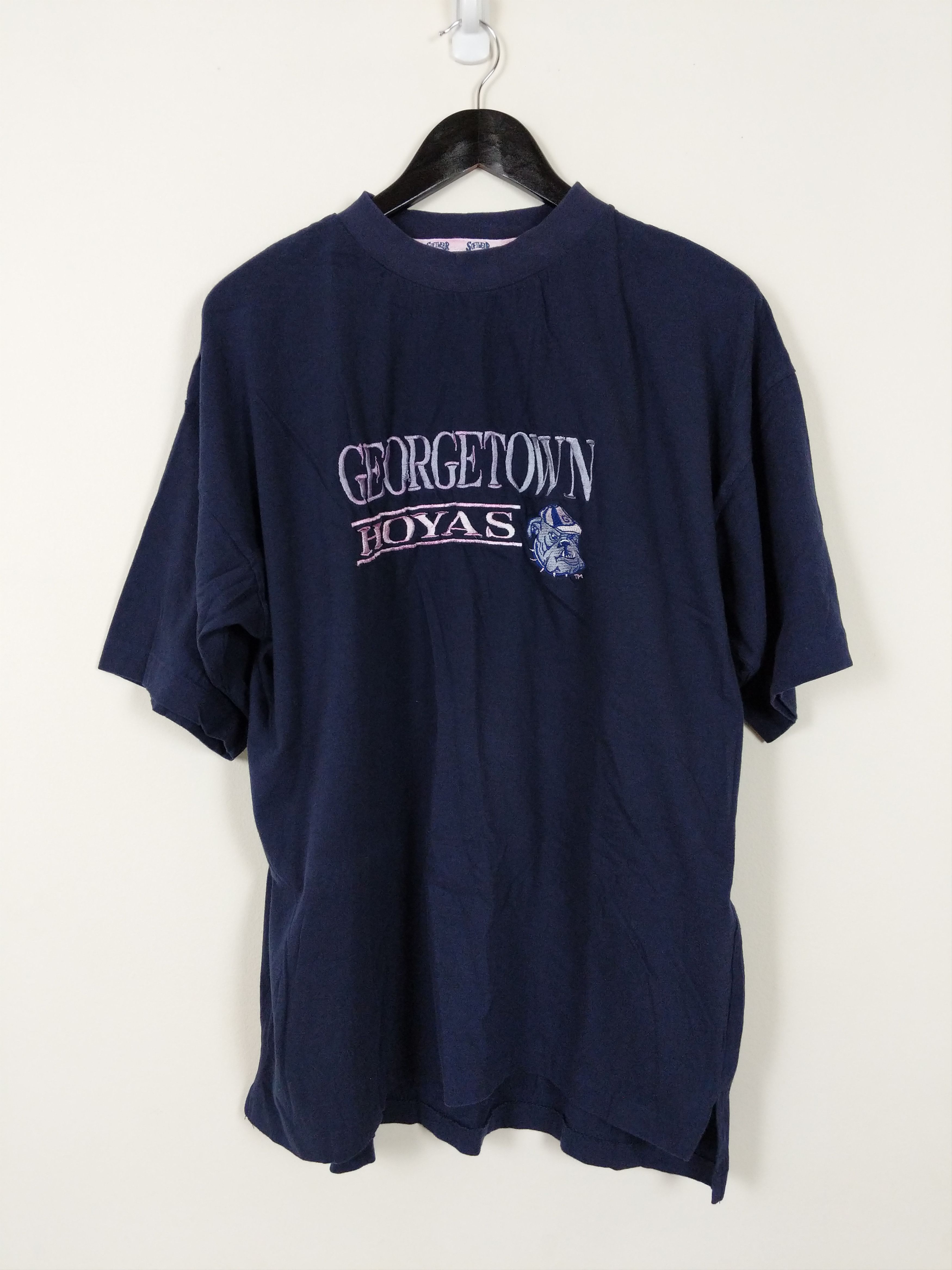 NCAA Vintage 90s Georgetown Hoyas Embroidered Spellout Tee Size US XL / EU 56 / 4 - 1 Thumbnail