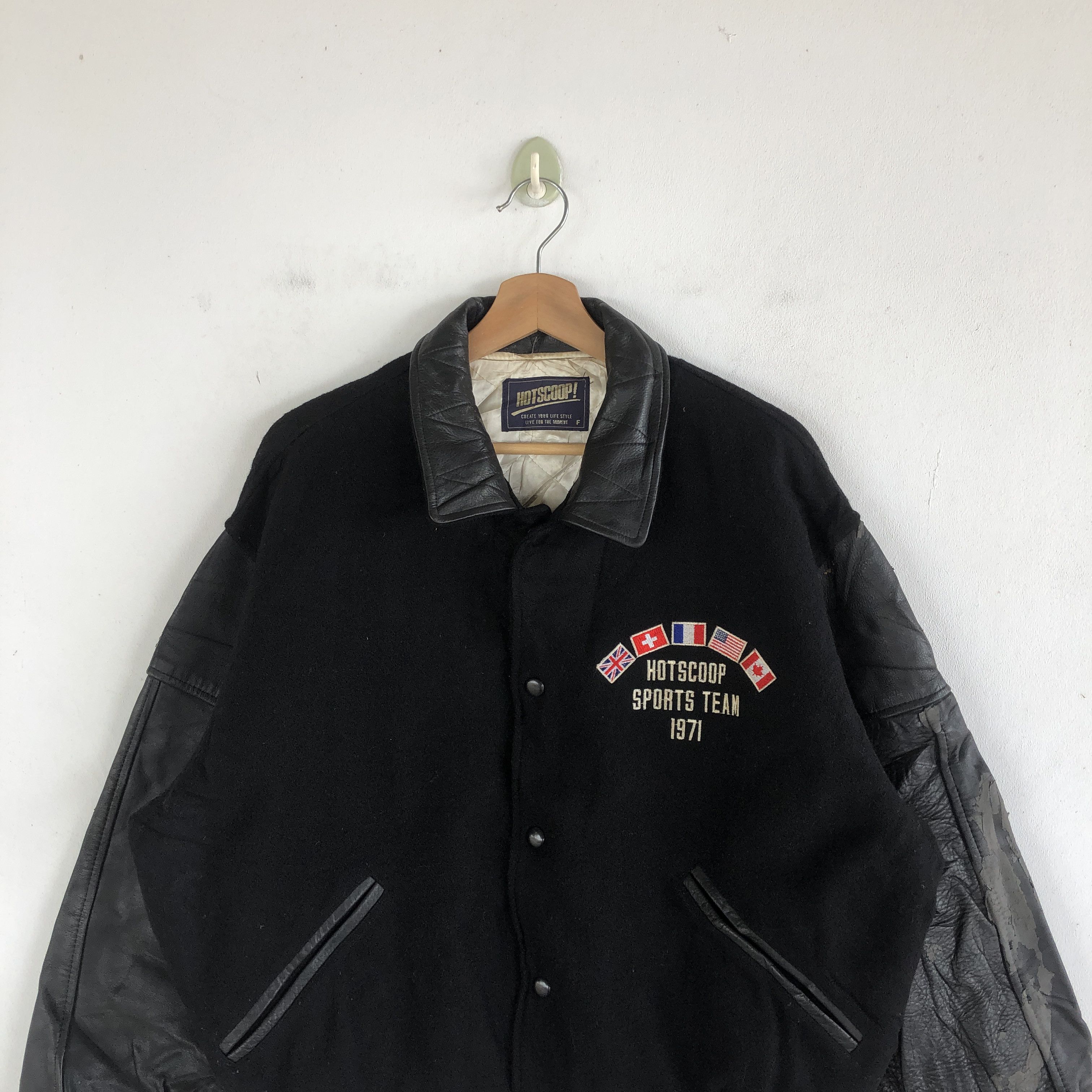 Japanese Brand × Vintage Vintage 90s Hotscoop Letterman Leather Varsity Wool Jackets Size US L / EU 52-54 / 3 - 4 Thumbnail