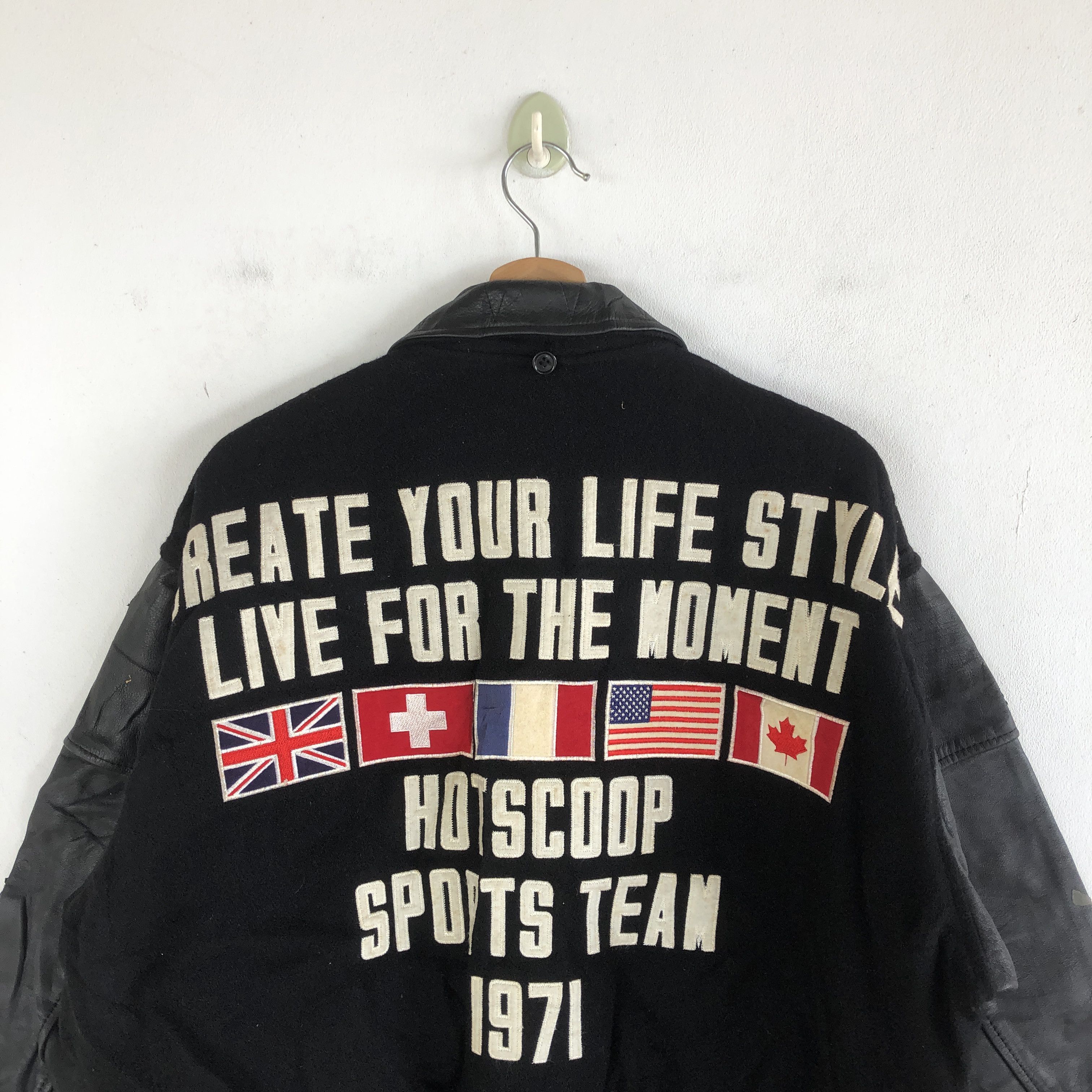 Japanese Brand × Vintage Vintage 90s Hotscoop Letterman Leather Varsity Wool Jackets Size US L / EU 52-54 / 3 - 3 Thumbnail