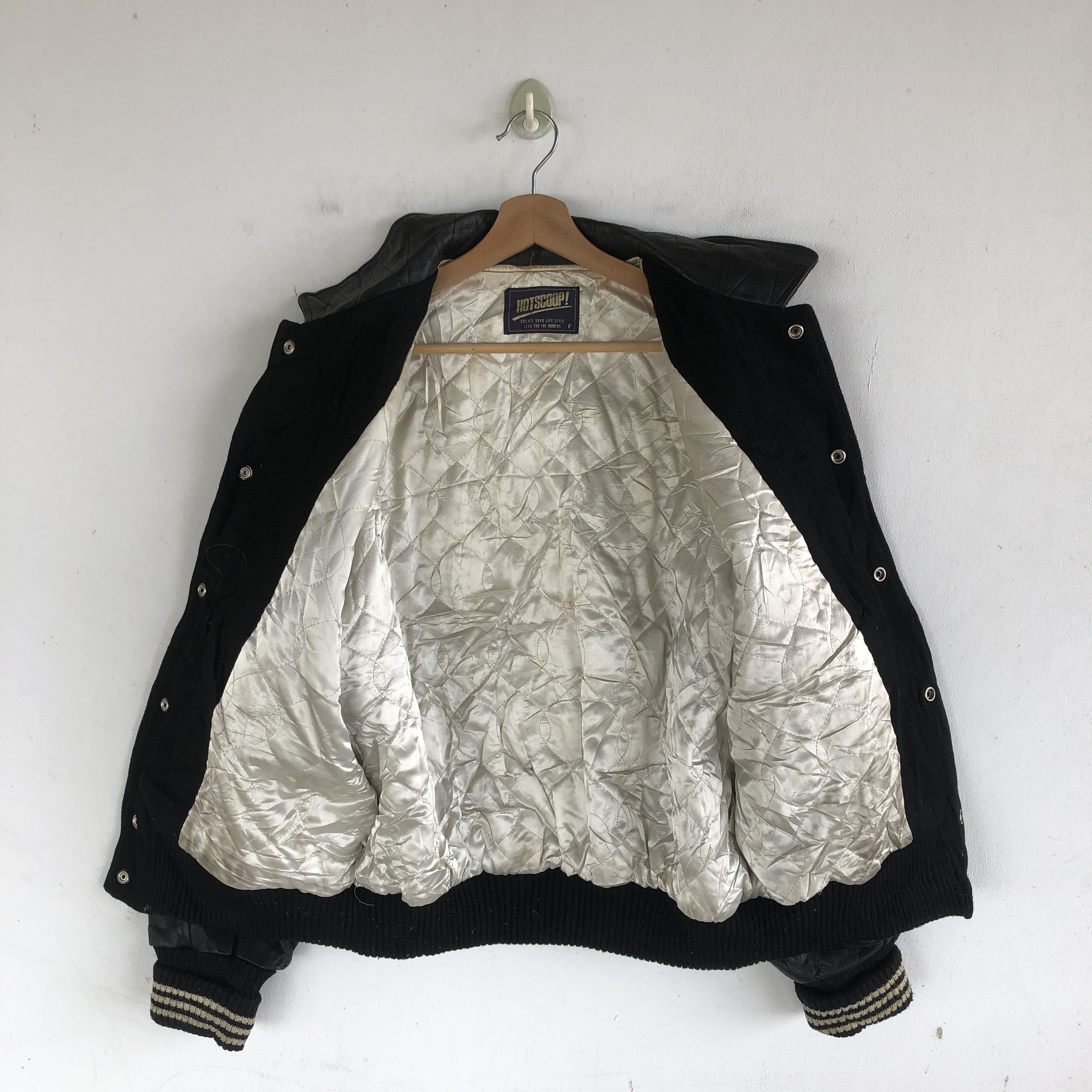 Japanese Brand × Vintage Vintage 90s Hotscoop Letterman Leather Varsity Wool Jackets Size US L / EU 52-54 / 3 - 7 Thumbnail