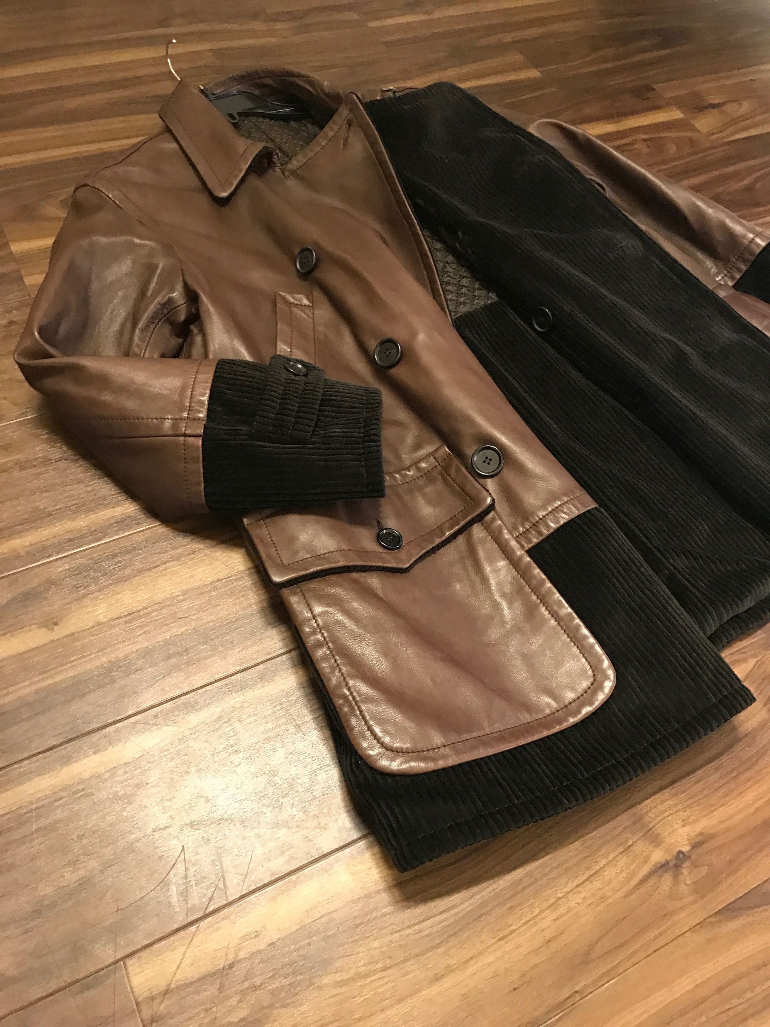 Dolce & Gabbana o1rshd 44 IT FITS 48 Leather Double Breasted Corduroy Coat Size US M / EU 48-50 / 2 - 4 Thumbnail