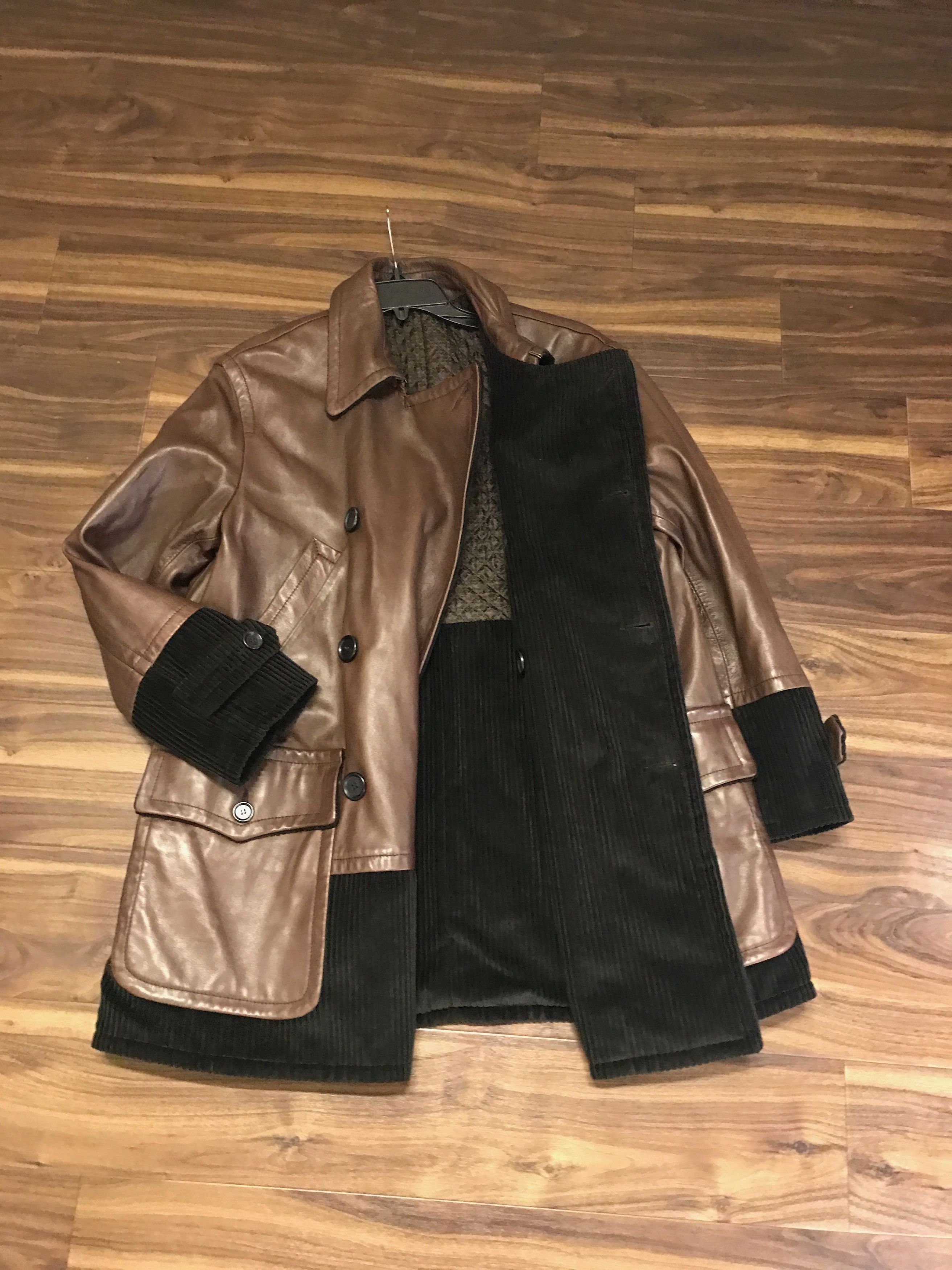 Dolce & Gabbana o1rshd 44 IT FITS 48 Leather Double Breasted Corduroy Coat Size US M / EU 48-50 / 2 - 2 Thumbnail