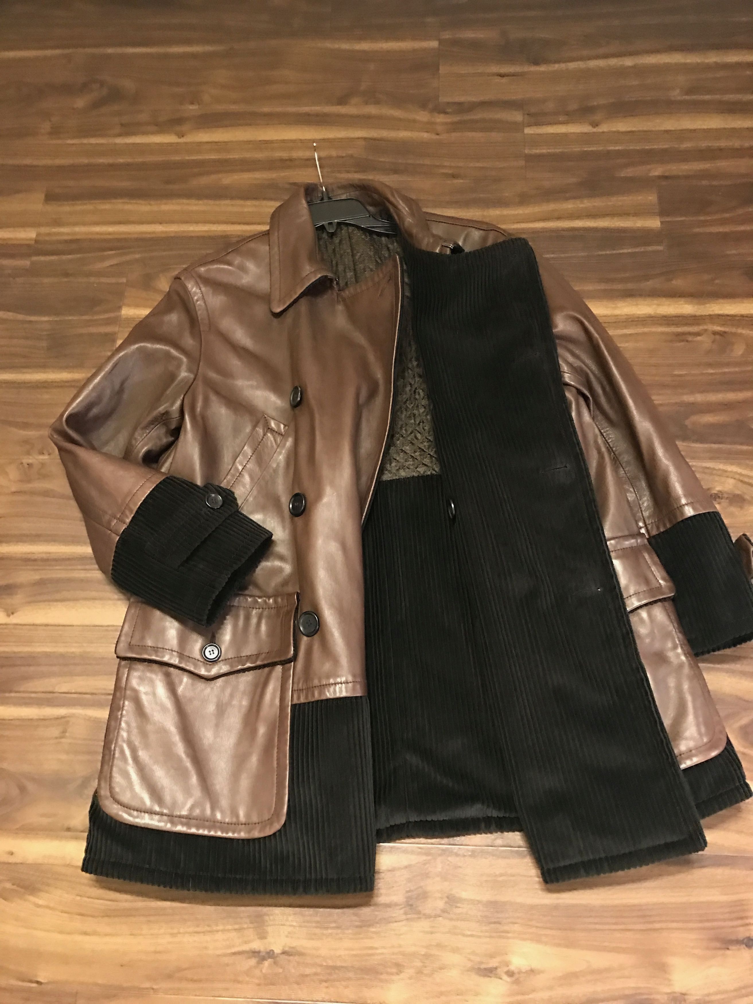 Dolce & Gabbana o1rshd 44 IT FITS 48 Leather Double Breasted Corduroy Coat Size US M / EU 48-50 / 2 - 5 Thumbnail