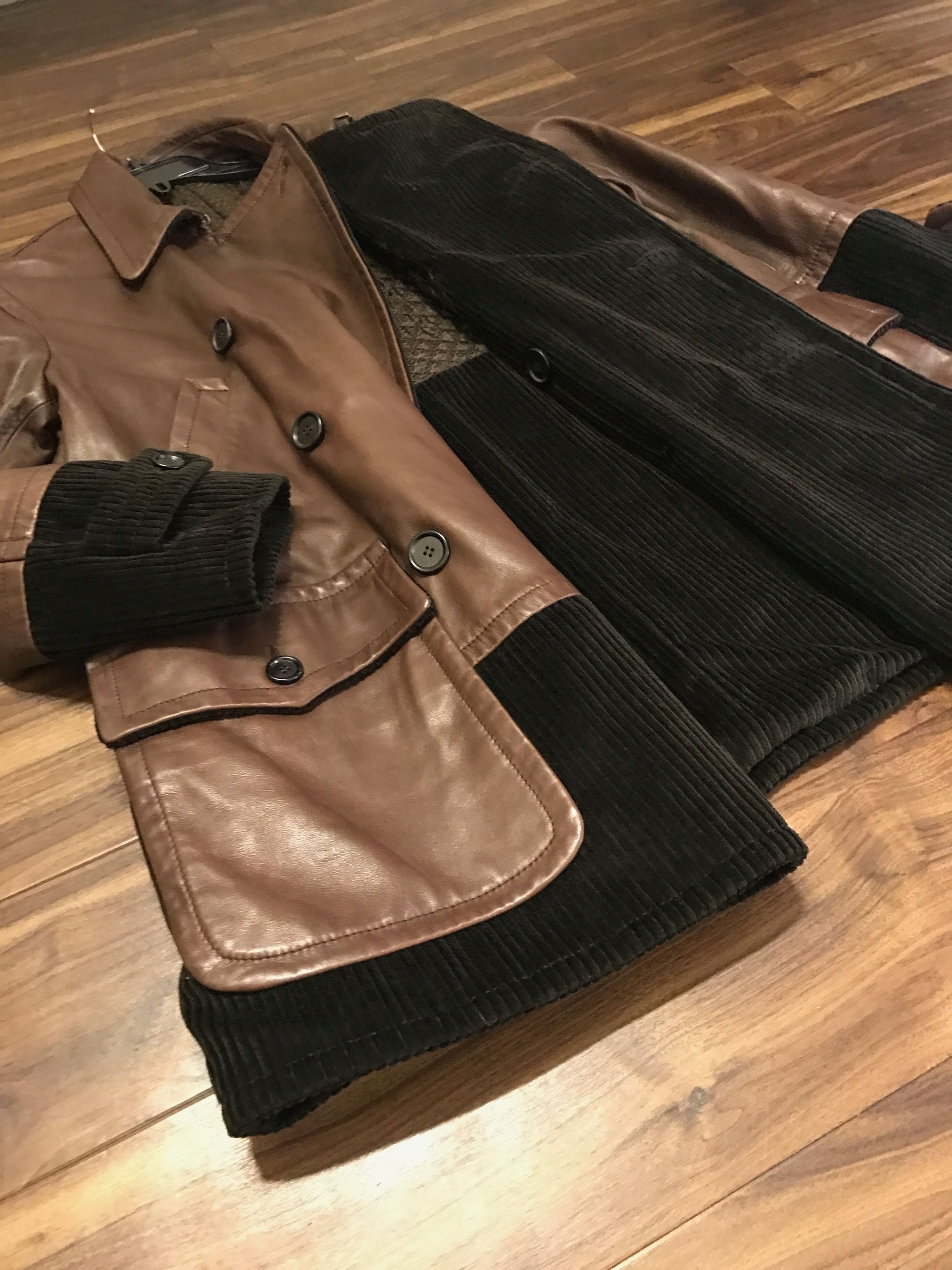 Dolce & Gabbana o1rshd 44 IT FITS 48 Leather Double Breasted Corduroy Coat Size US M / EU 48-50 / 2 - 7 Thumbnail