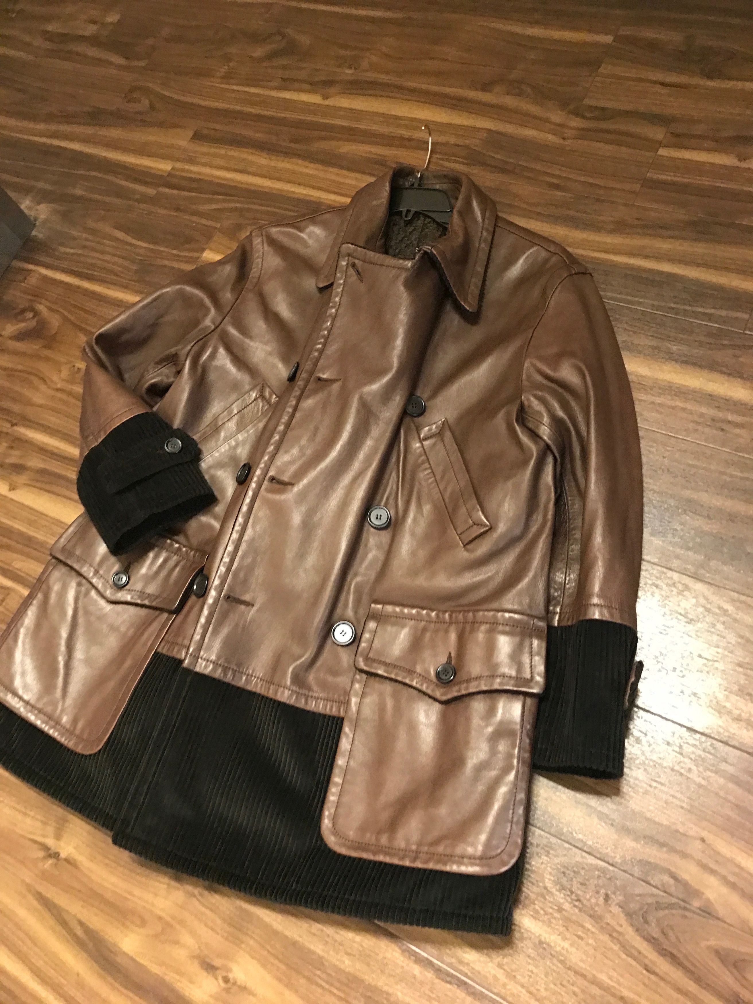 Dolce & Gabbana o1rshd 44 IT FITS 48 Leather Double Breasted Corduroy Coat Size US M / EU 48-50 / 2 - 1 Thumbnail