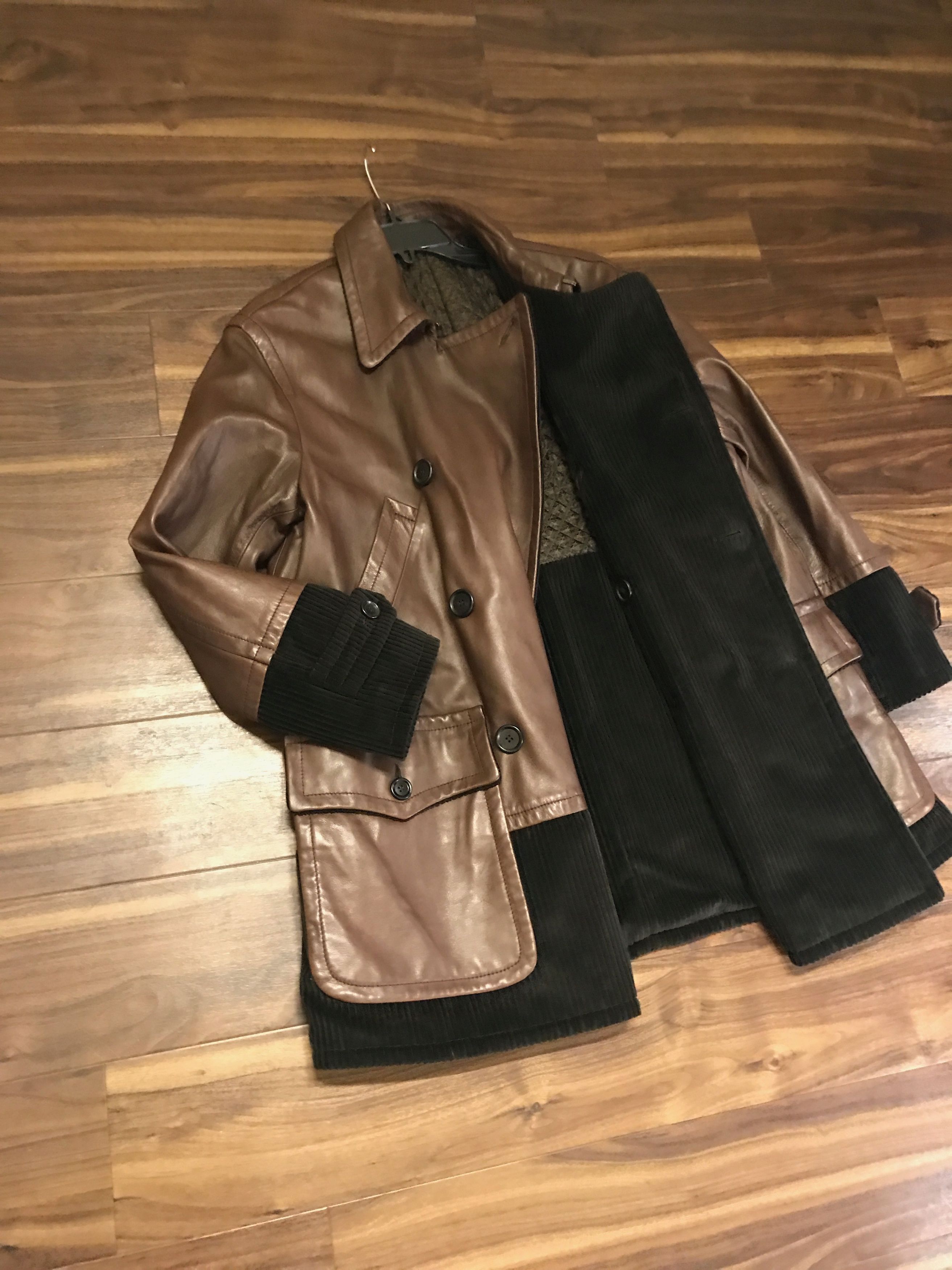 Dolce & Gabbana o1rshd 44 IT FITS 48 Leather Double Breasted Corduroy Coat Size US M / EU 48-50 / 2 - 3 Thumbnail