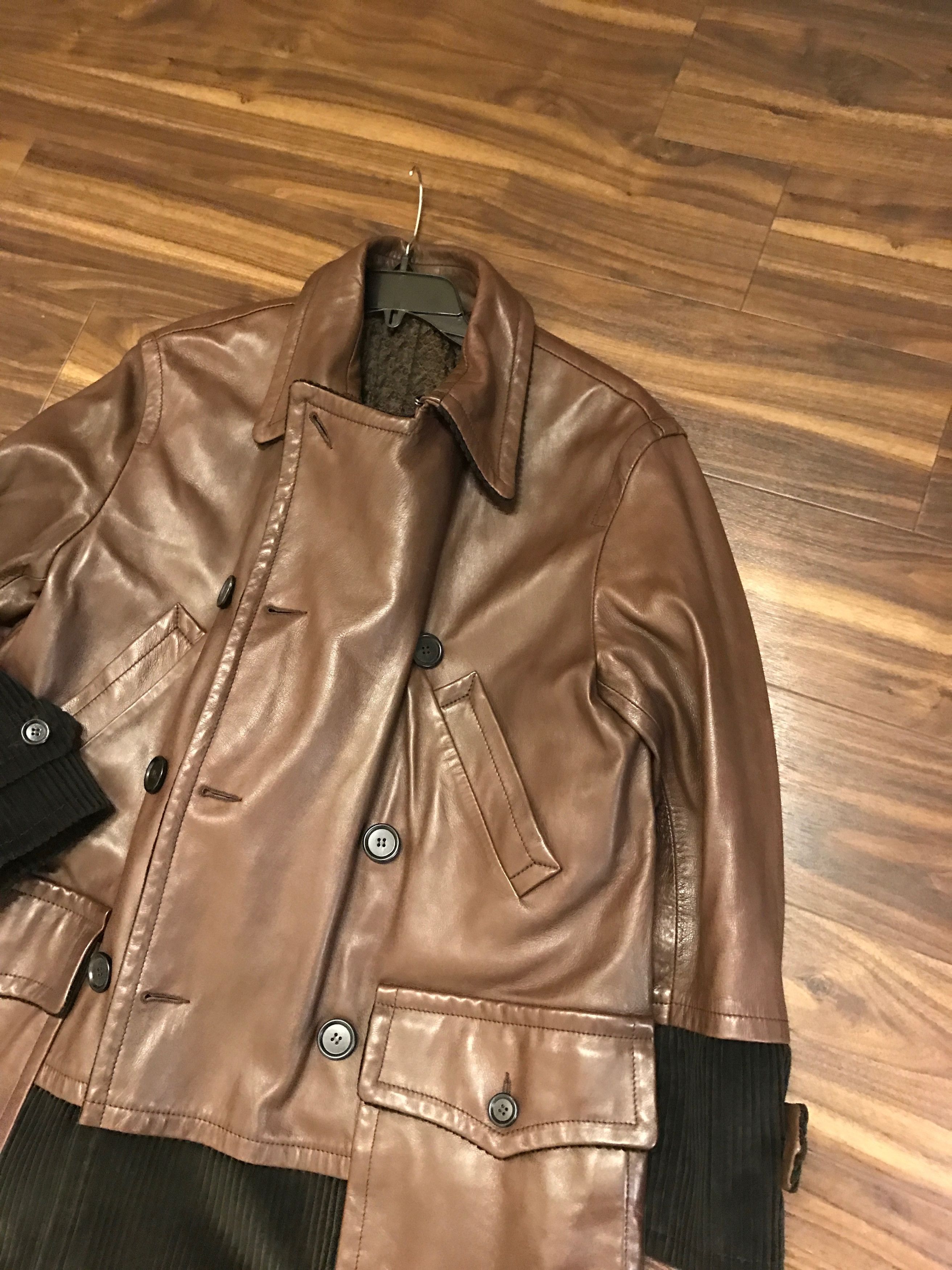Dolce & Gabbana o1rshd 44 IT FITS 48 Leather Double Breasted Corduroy Coat Size US M / EU 48-50 / 2 - 6 Thumbnail