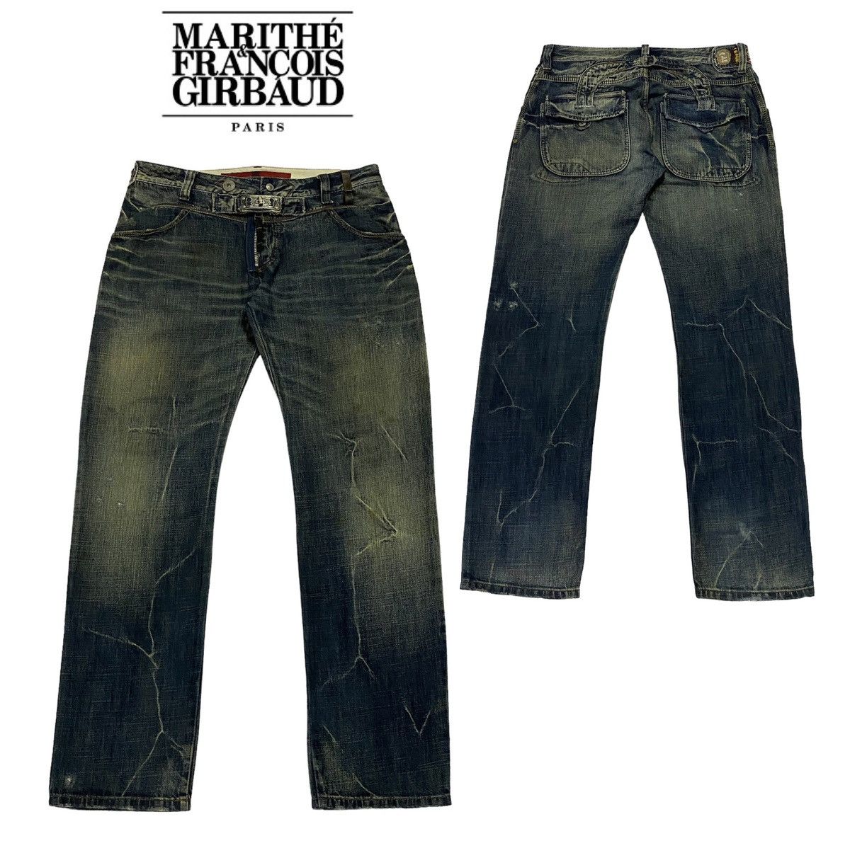 Japanese Brand Marithe Francois Girbaud Baker Ripped Distressed Denim Pants Size US 36 / EU 52 - 1 Thumbnail