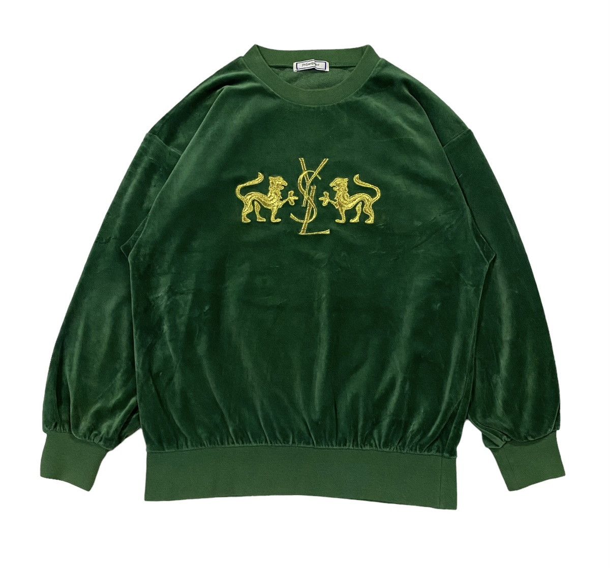 Vintage × Yves Saint Laurent Rare!!Vintage YvesSaintLaurent Velvet Embroidered Sweatshirt Size US M / EU 48-50 / 2 - 2 Thumbnail