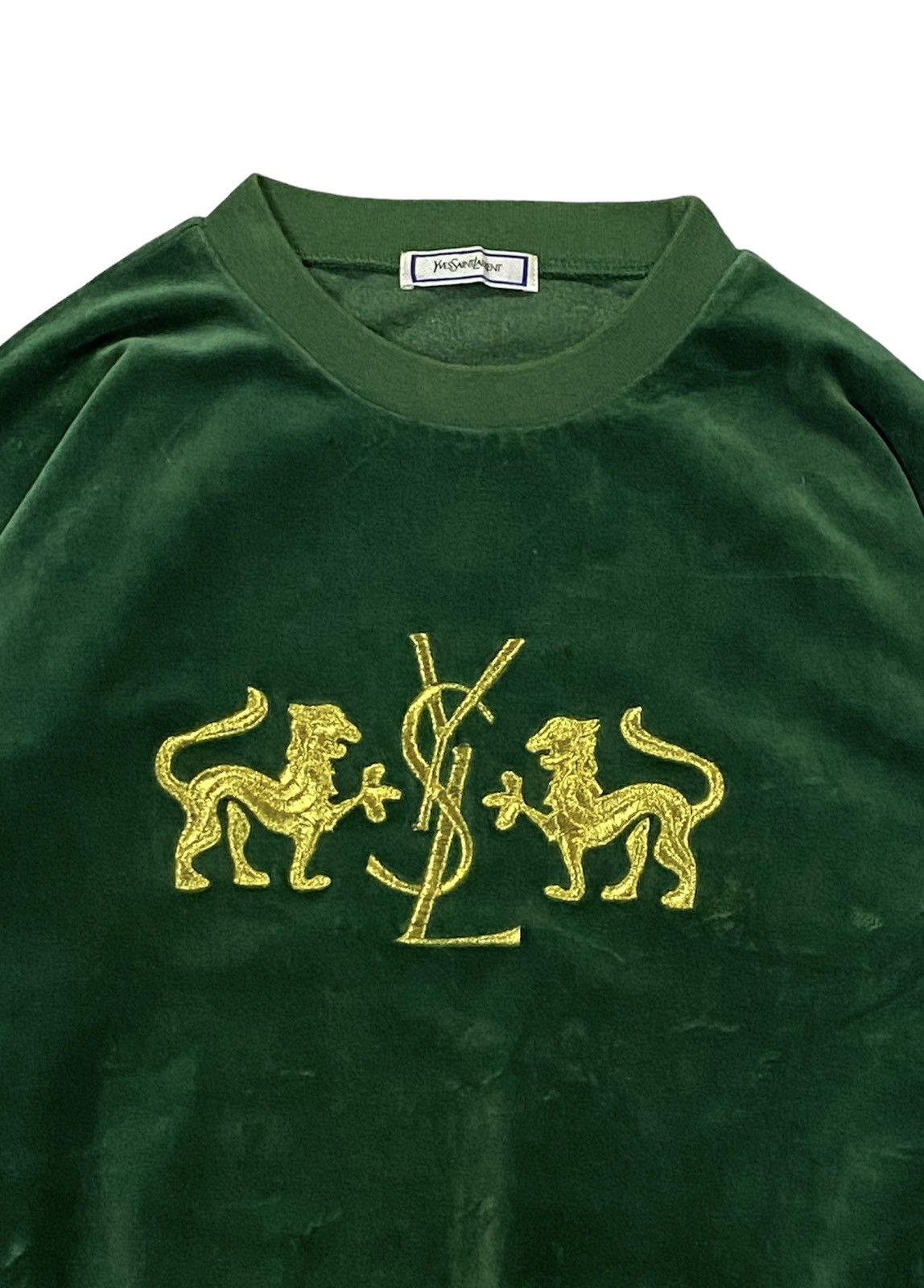 Vintage × Yves Saint Laurent Rare!!Vintage YvesSaintLaurent Velvet Embroidered Sweatshirt Size US M / EU 48-50 / 2 - 14 Thumbnail