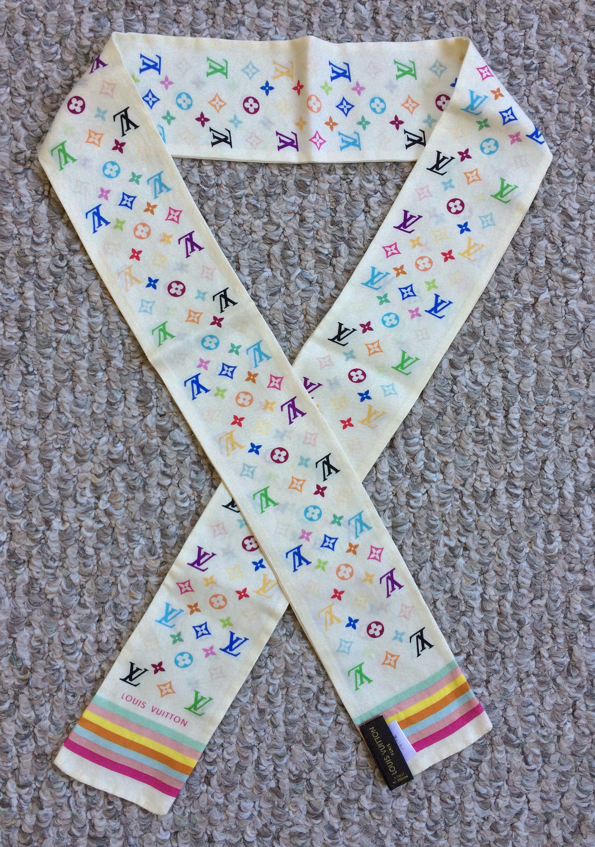 image of S/s 2003 Louis Vuitton Murakami Multicolor Monogram Scarf, Women's