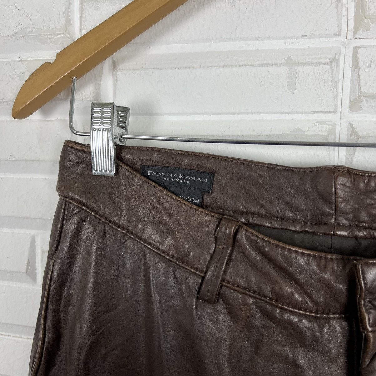 DKNY SOFT LEATHER PANTS DONNA KARAN NEW YORK Size US 30 / EU 46 - 3 Thumbnail