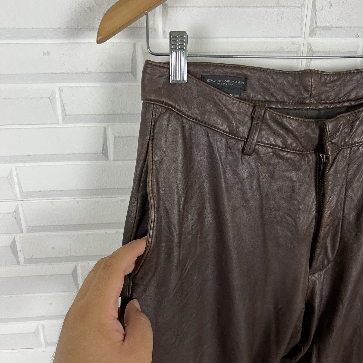 DKNY SOFT LEATHER PANTS DONNA KARAN NEW YORK Size US 30 / EU 46 - 5 Thumbnail