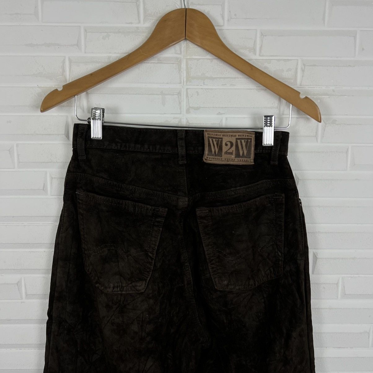Japanese Brand RICH BROWN LEATHER PANTS WASH 2 WEAR Size US 26 / EU 42 - 8 Thumbnail