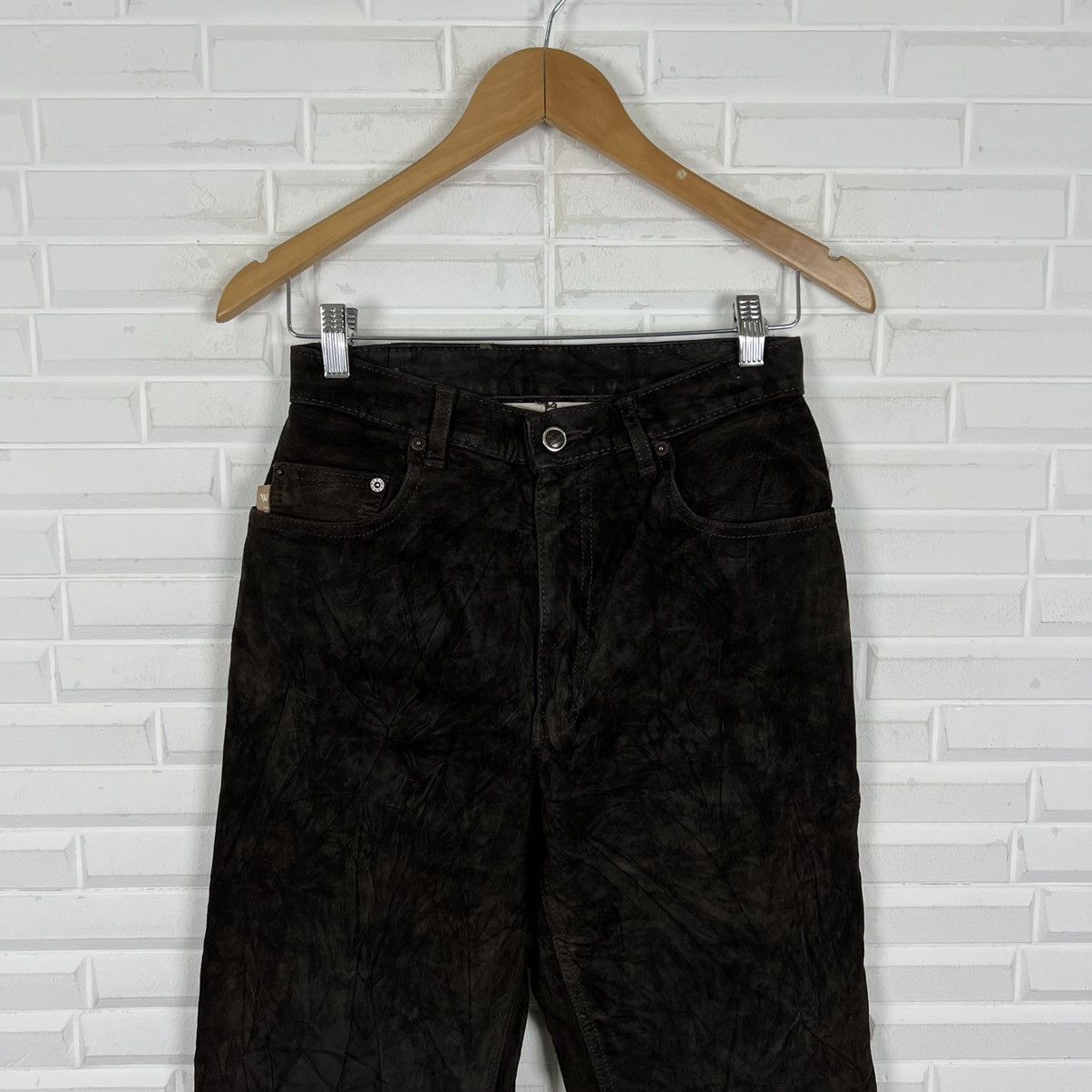 Japanese Brand RICH BROWN LEATHER PANTS WASH 2 WEAR Size US 26 / EU 42 - 2 Thumbnail