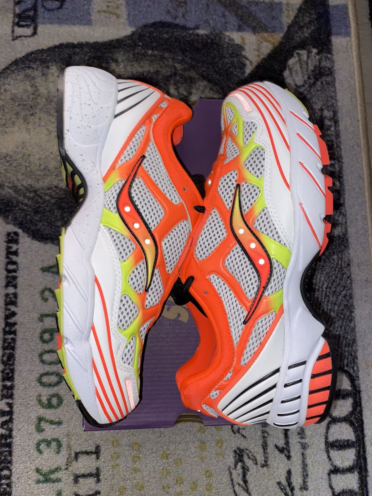 image of Saucony Grid Web Vizi Red Shoes in Orange, Men's (Size 9)
