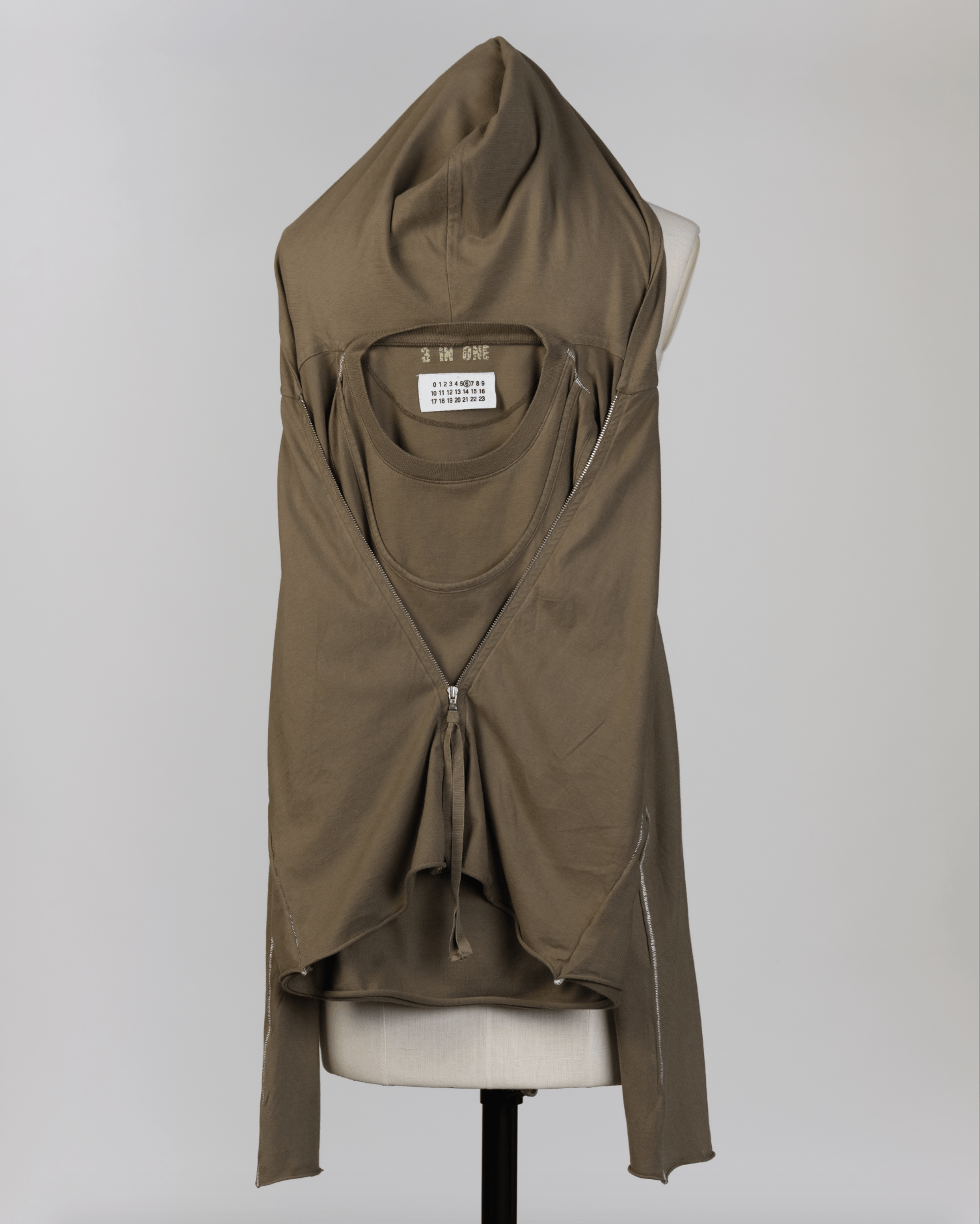 image of Maison Margiela 2004 Line 6 3 In One Hoodie in Army Green, Women's (Size Small)