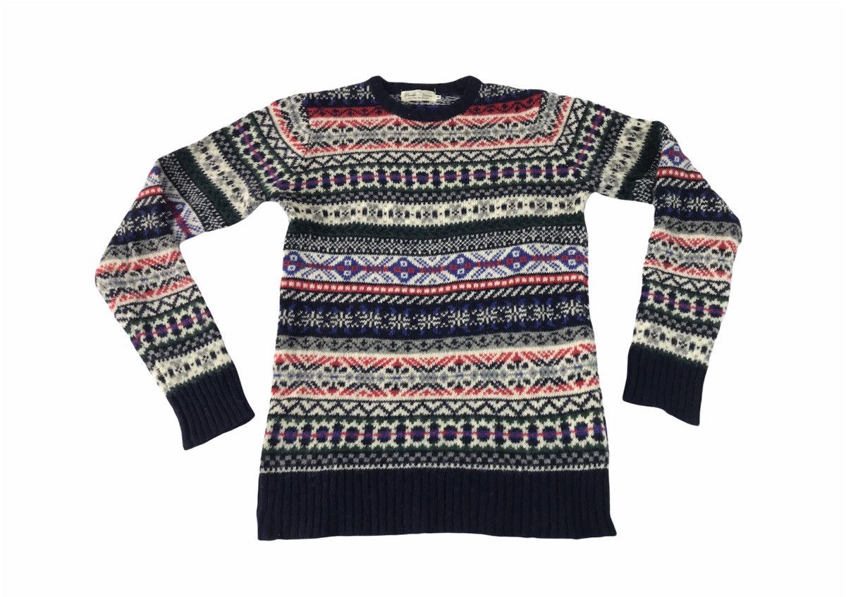 image of Coloured Cable Knit Sweater Freaks Store Sweater Knit Abstract Ethic Native Art, Women's (Size Smal