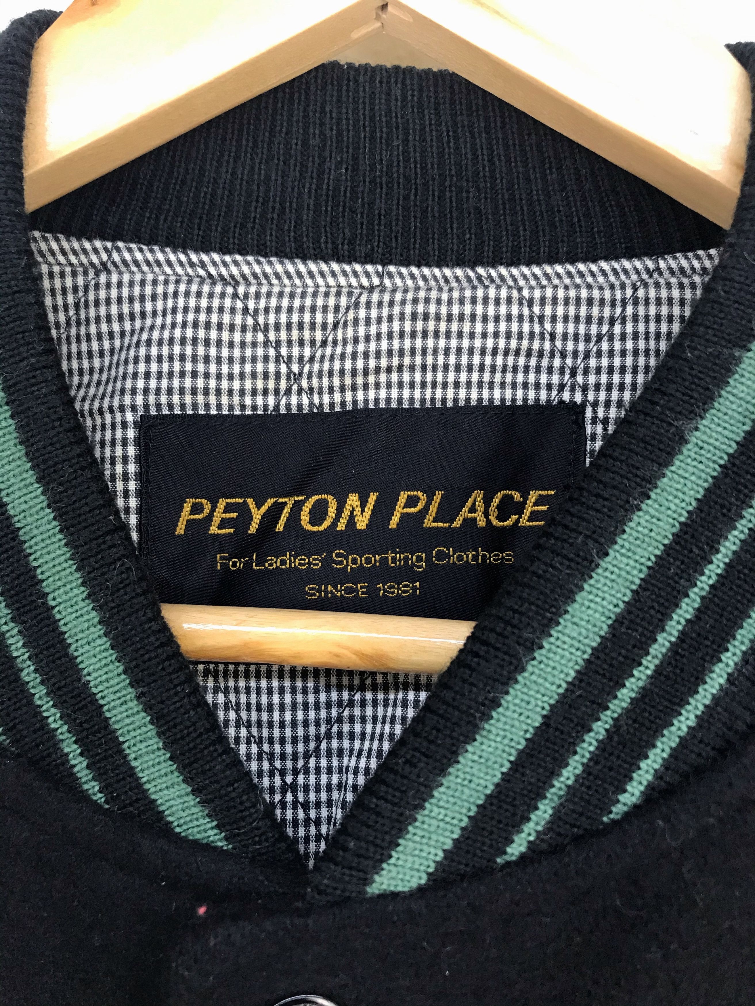 Vintage Vtg PEYTON PLACE Pour Femmes Varsity Jacket Leather/Wool Size M / US 6-8 / IT 42-44 - 4 Thumbnail