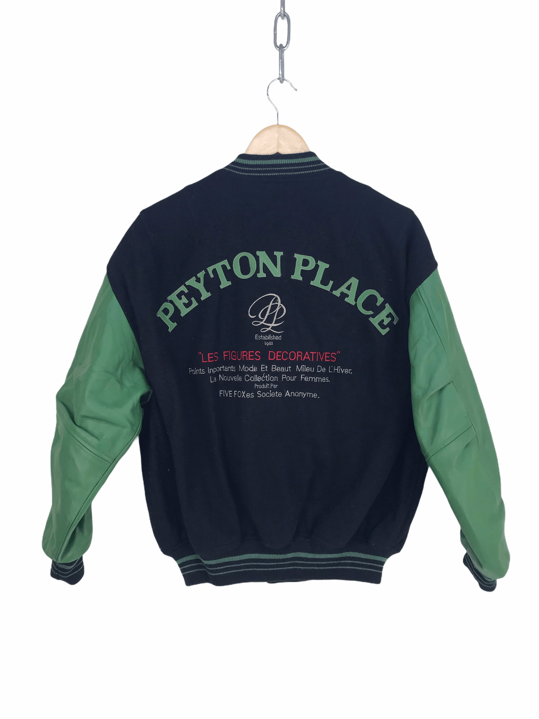 Vintage Vtg PEYTON PLACE Pour Femmes Varsity Jacket Leather/Wool Size M / US 6-8 / IT 42-44 - 1 Thumbnail