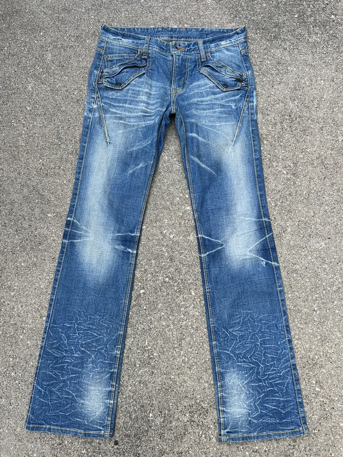 Japanese Brand Vintage Nicole Club FM Fade Blue Denim Stretch Flare Jeans Size US 30 / EU 46 - 1 Thumbnail