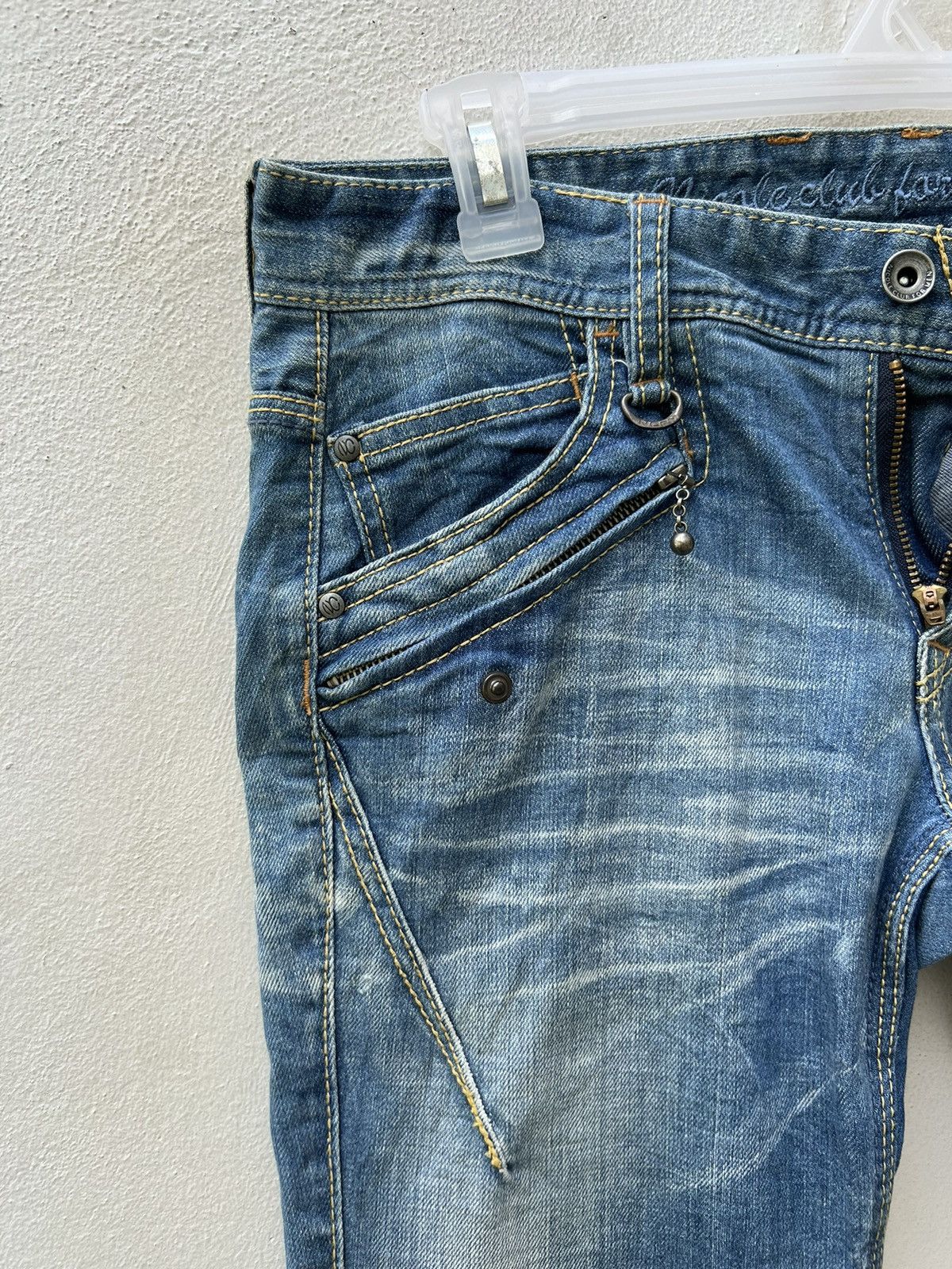 Japanese Brand Vintage Nicole Club FM Fade Blue Denim Stretch Flare Jeans Size US 30 / EU 46 - 8 Thumbnail