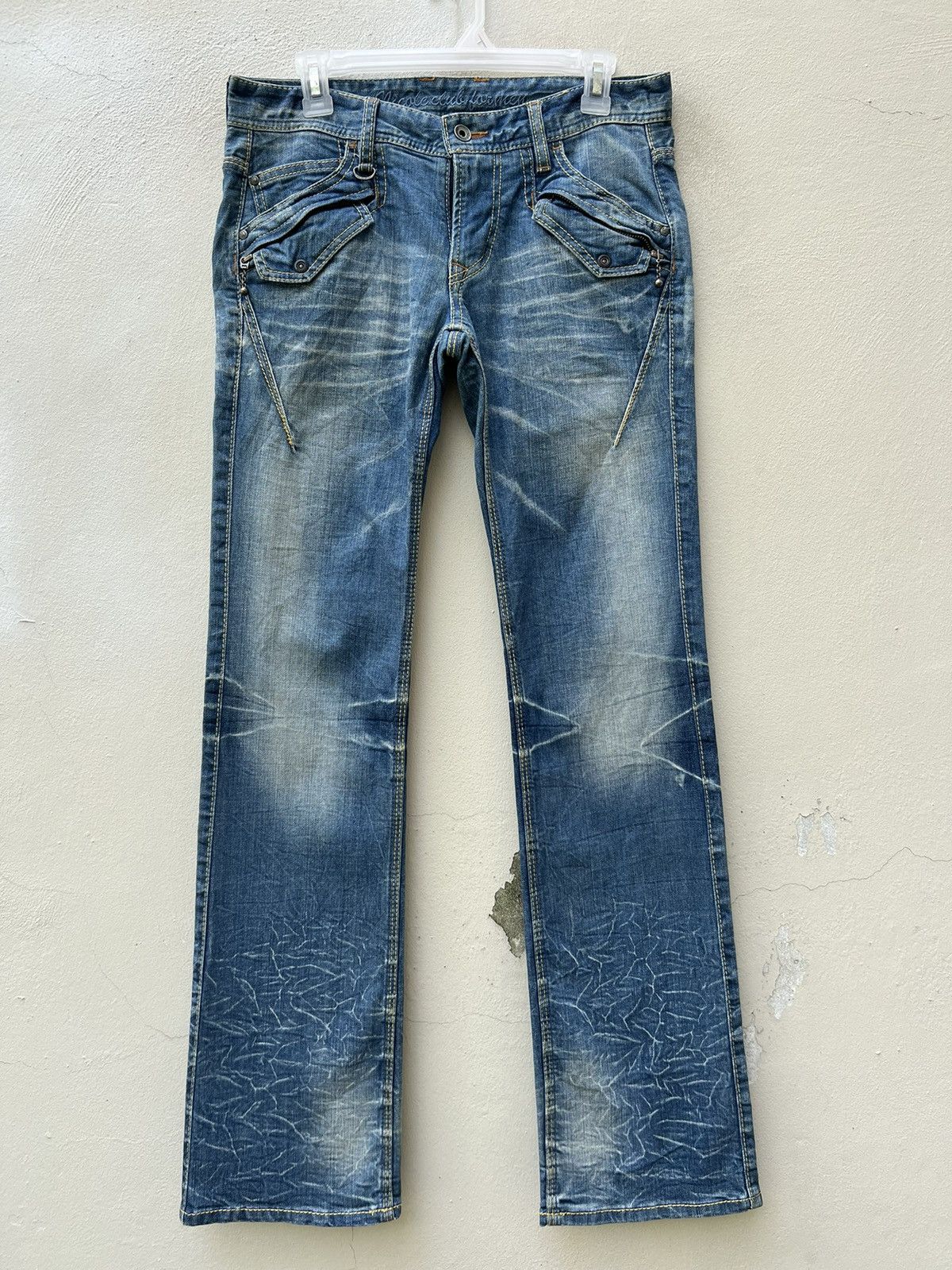 Japanese Brand Vintage Nicole Club FM Fade Blue Denim Stretch Flare Jeans Size US 30 / EU 46 - 6 Thumbnail