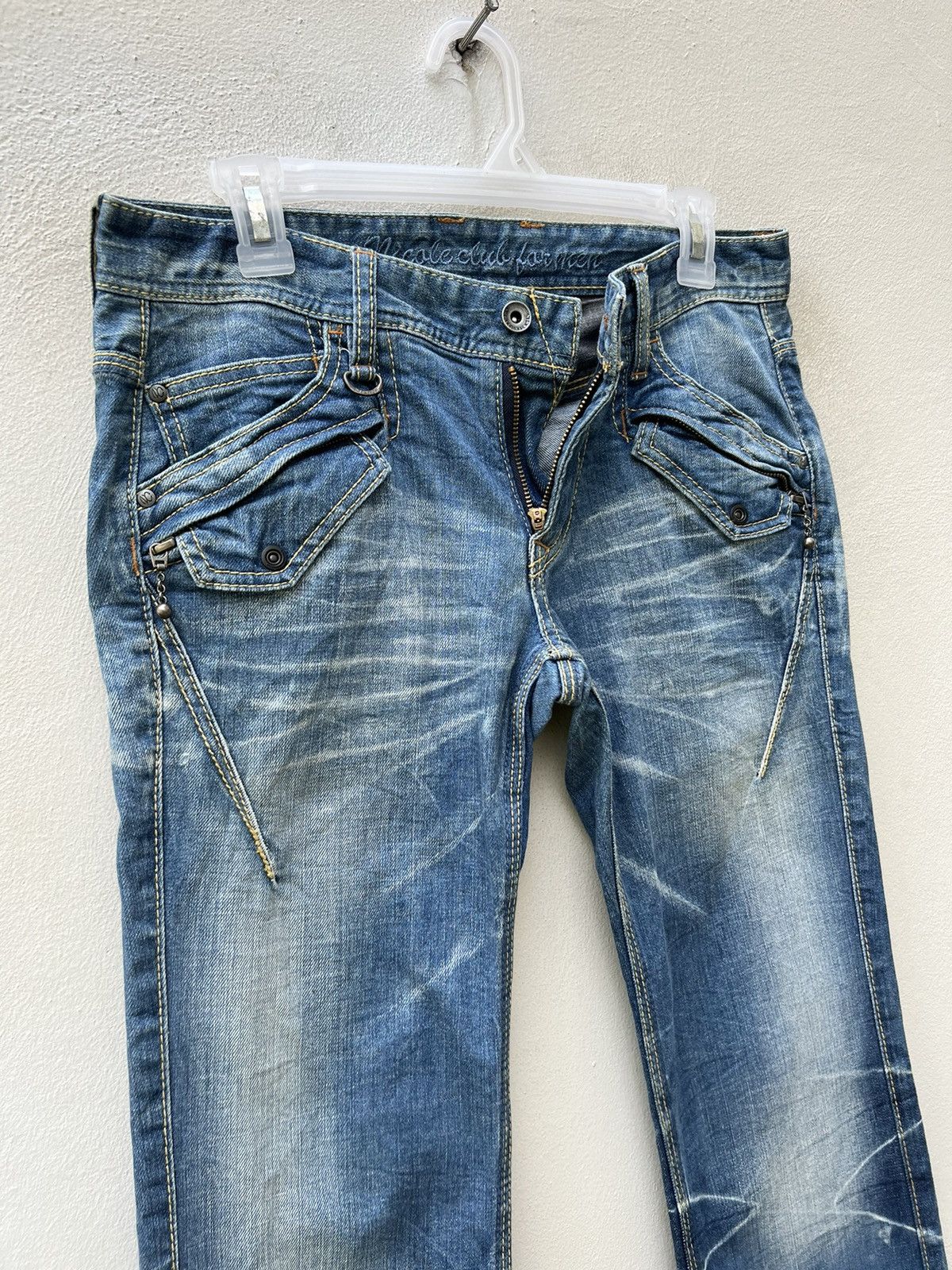 Japanese Brand Vintage Nicole Club FM Fade Blue Denim Stretch Flare Jeans Size US 30 / EU 46 - 7 Thumbnail