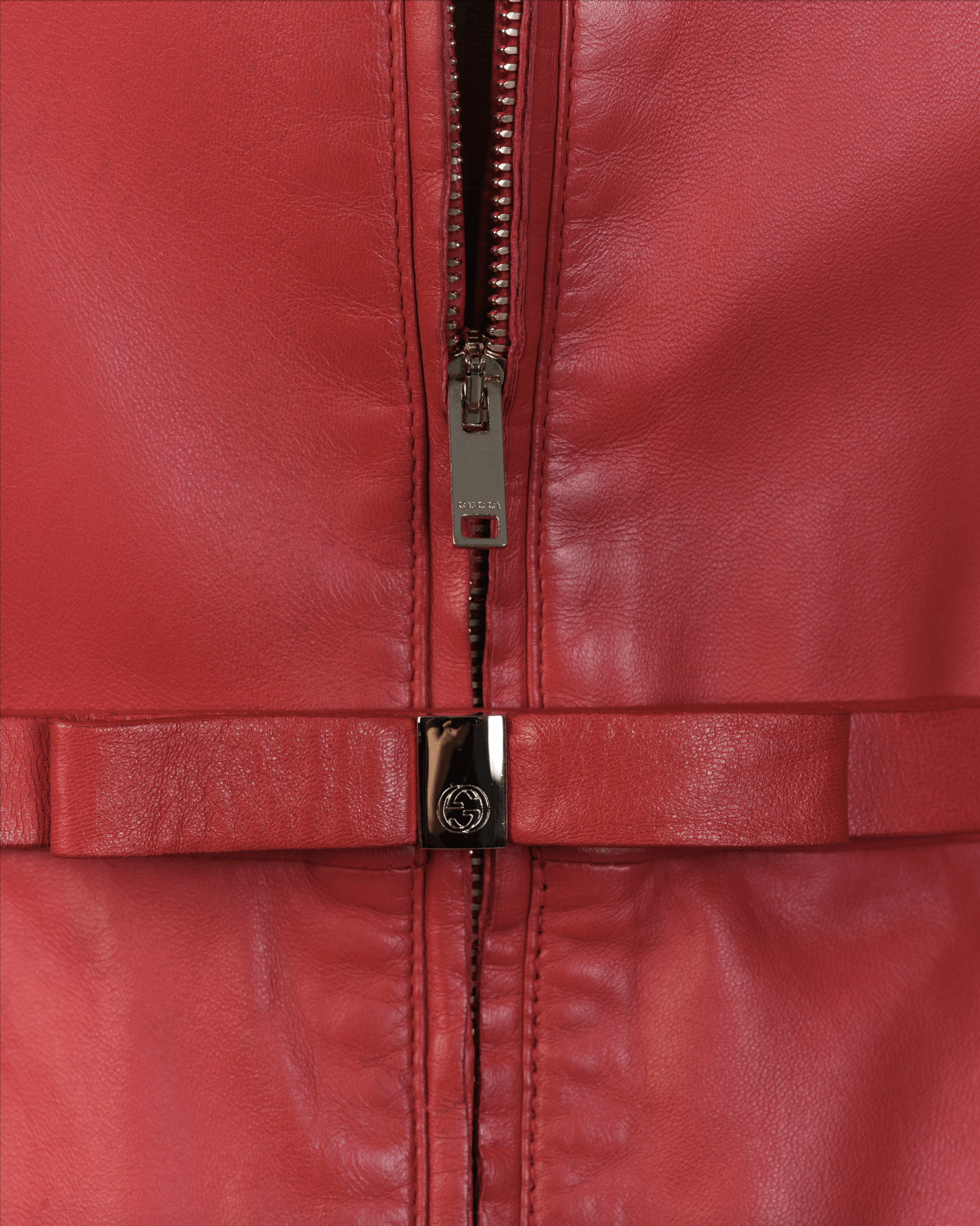 Gucci Red Leather Jacket with Bow Belt Size XS / US 0-2 / IT 36-38 - 5 Thumbnail