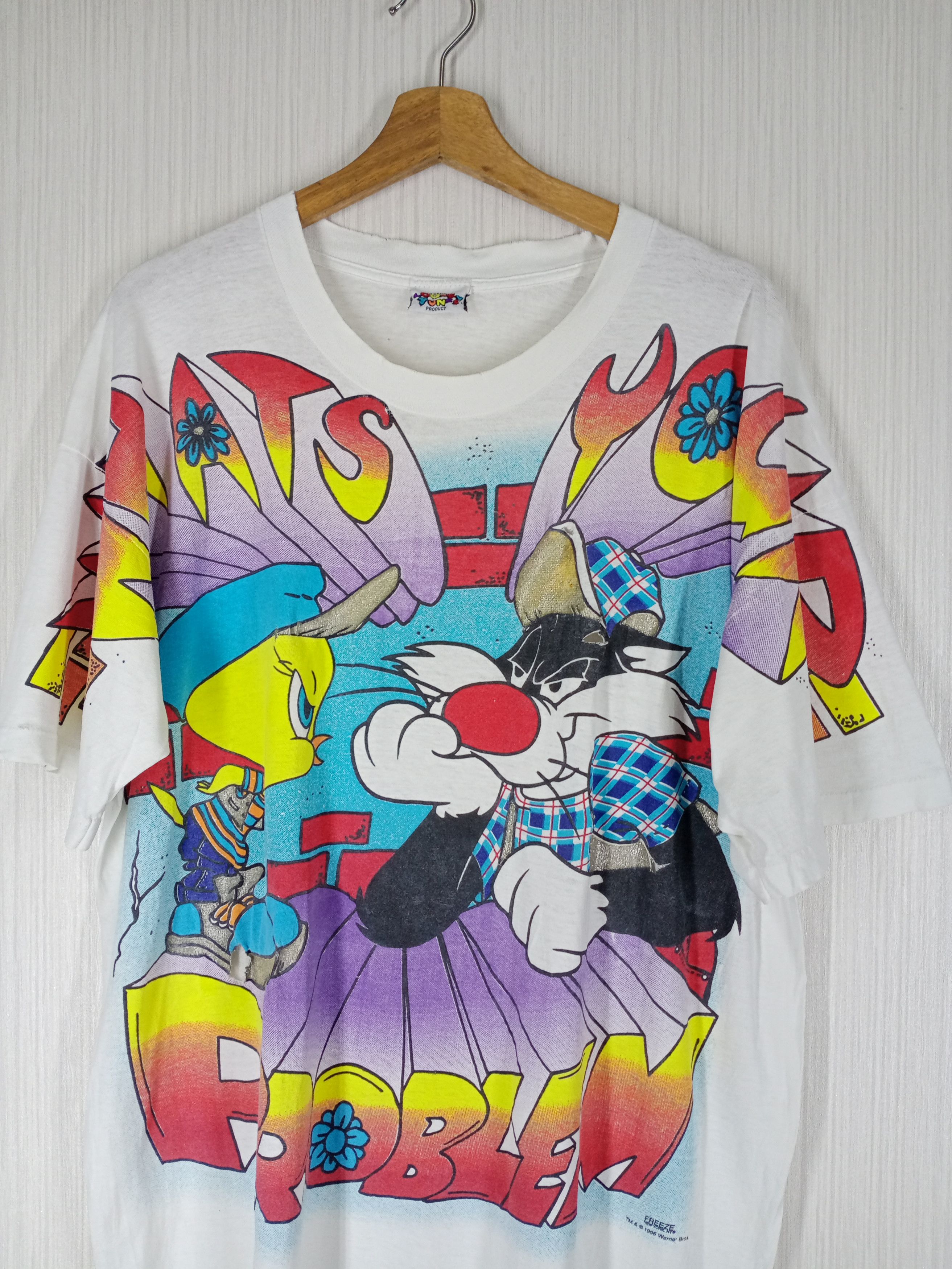 Cartoon Network Rare Vintage 1996 Looney Tunes Sylvester Tweety Tshirt Size US XL / EU 56 / 4 - 2 Thumbnail