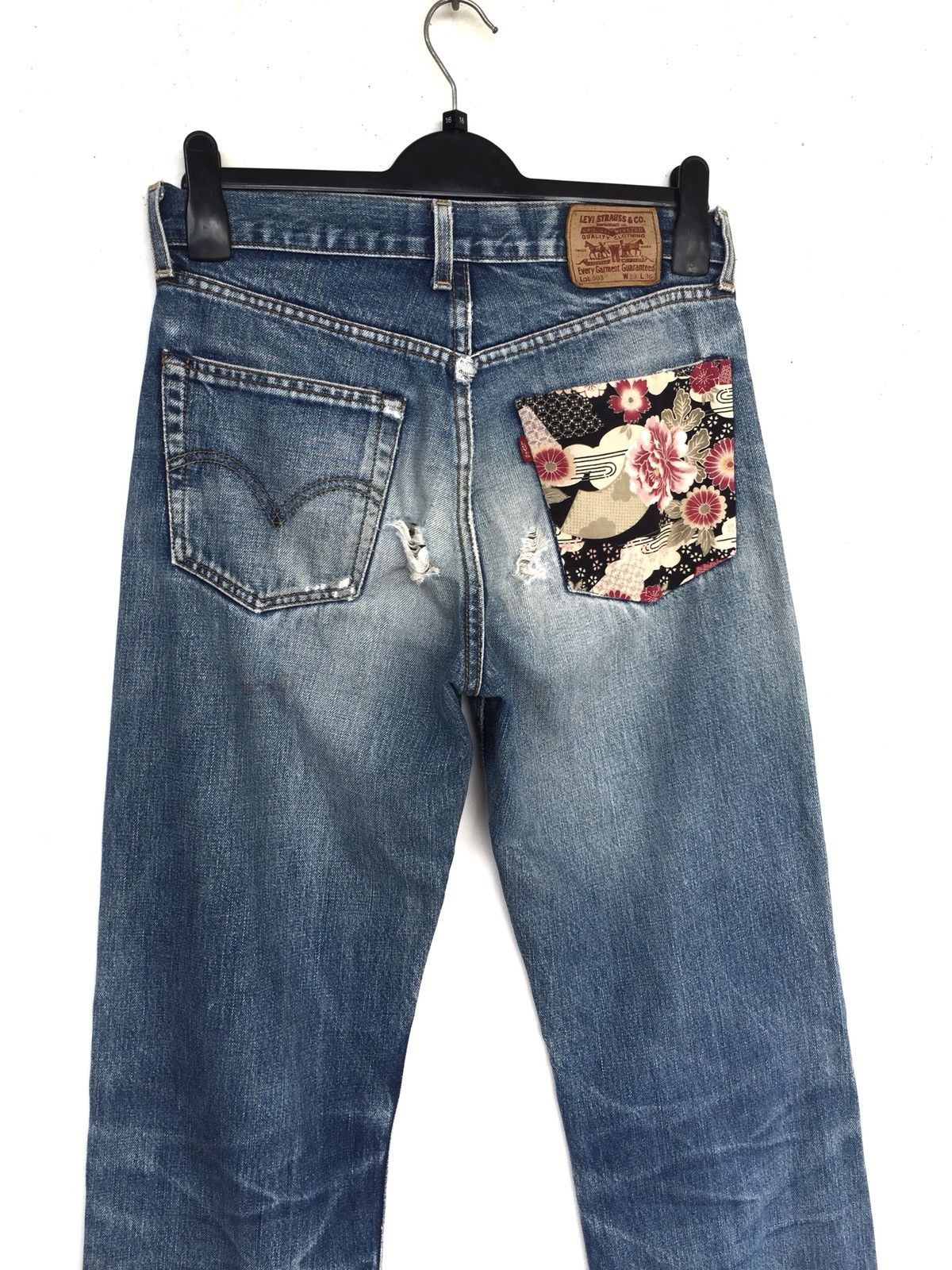 Levi's Vintage Clothing 90s Levis 503 Remade Patch Selvage Distress Denim Size US 31 - 8 Thumbnail