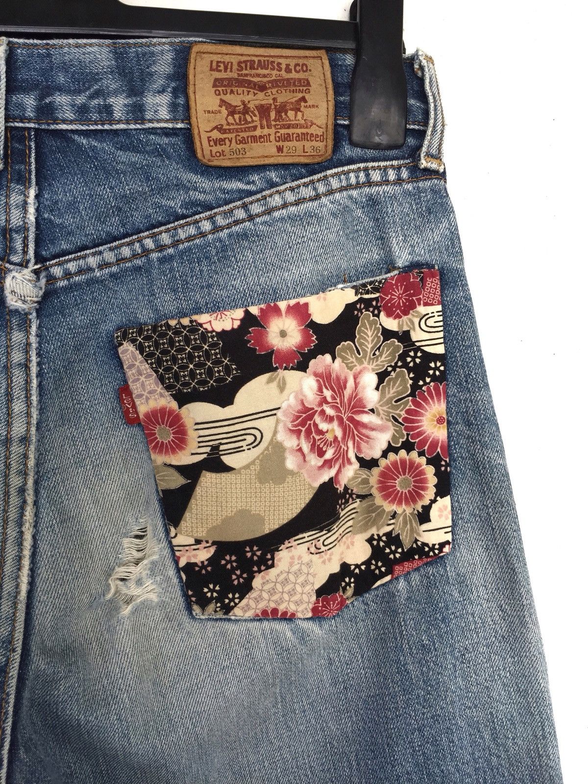 Levi's Vintage Clothing 90s Levis 503 Remade Patch Selvage Distress Denim Size US 31 - 2 Thumbnail