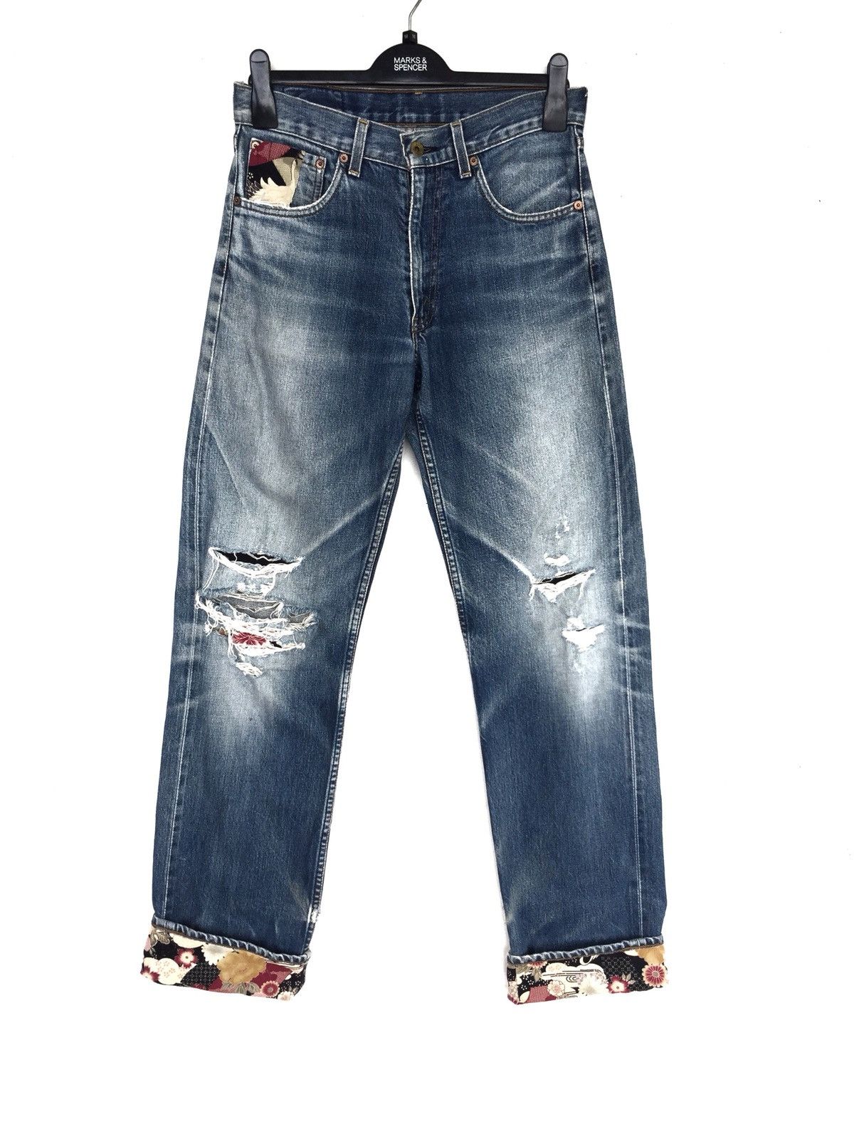 Levi's Vintage Clothing 90s Levis 503 Remade Patch Selvage Distress Denim Size US 31 - 1 Thumbnail