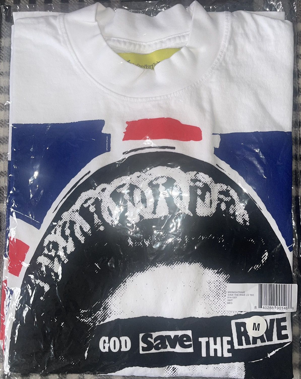 image of Midnight Studios Midnight Rave God Save The Rave L/s in White, Men's (Size Medium)