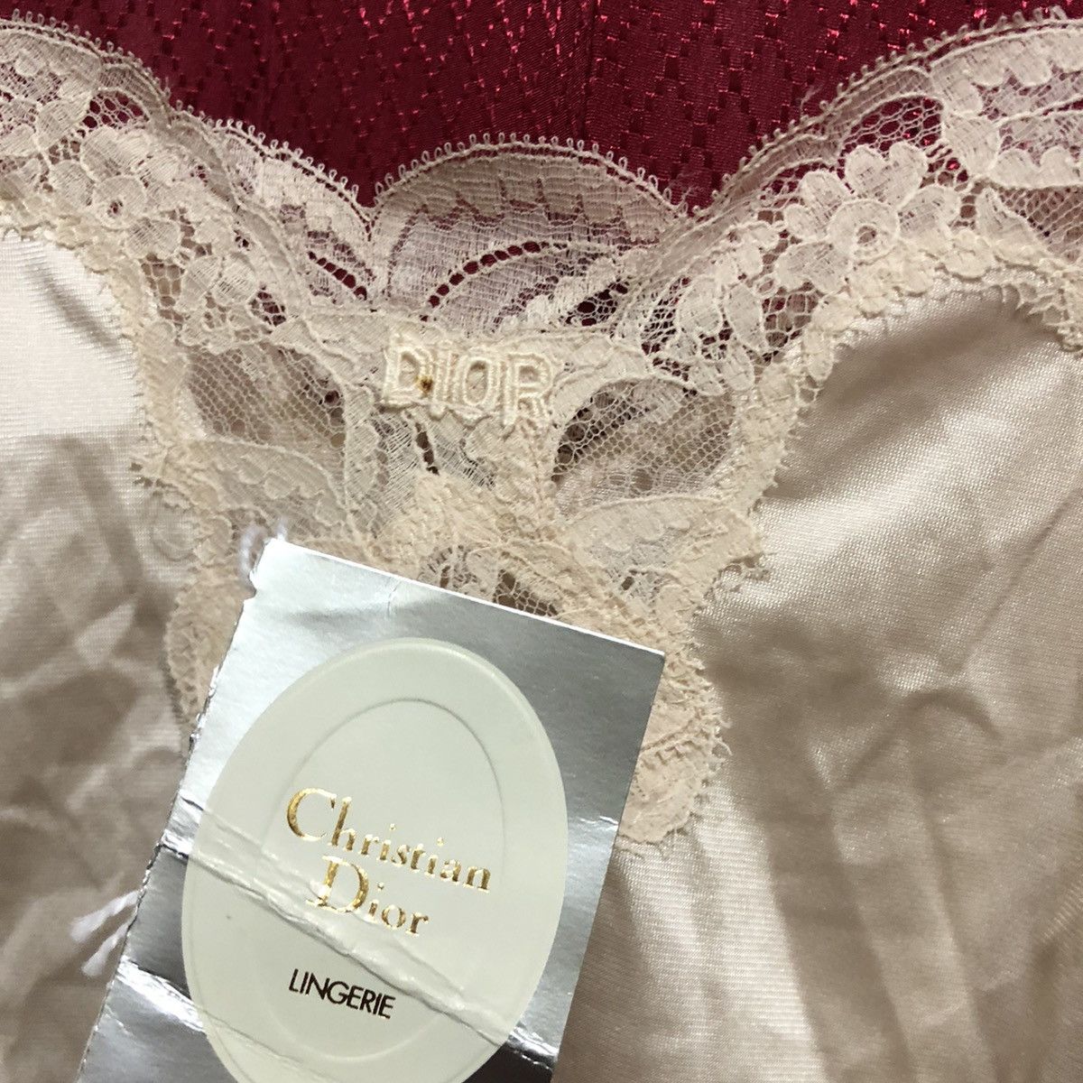 image of Christian Dior Monsieur x Vintage Dead Stockchristian Dior Intimates Lingerie Silk Lace in Orange, 