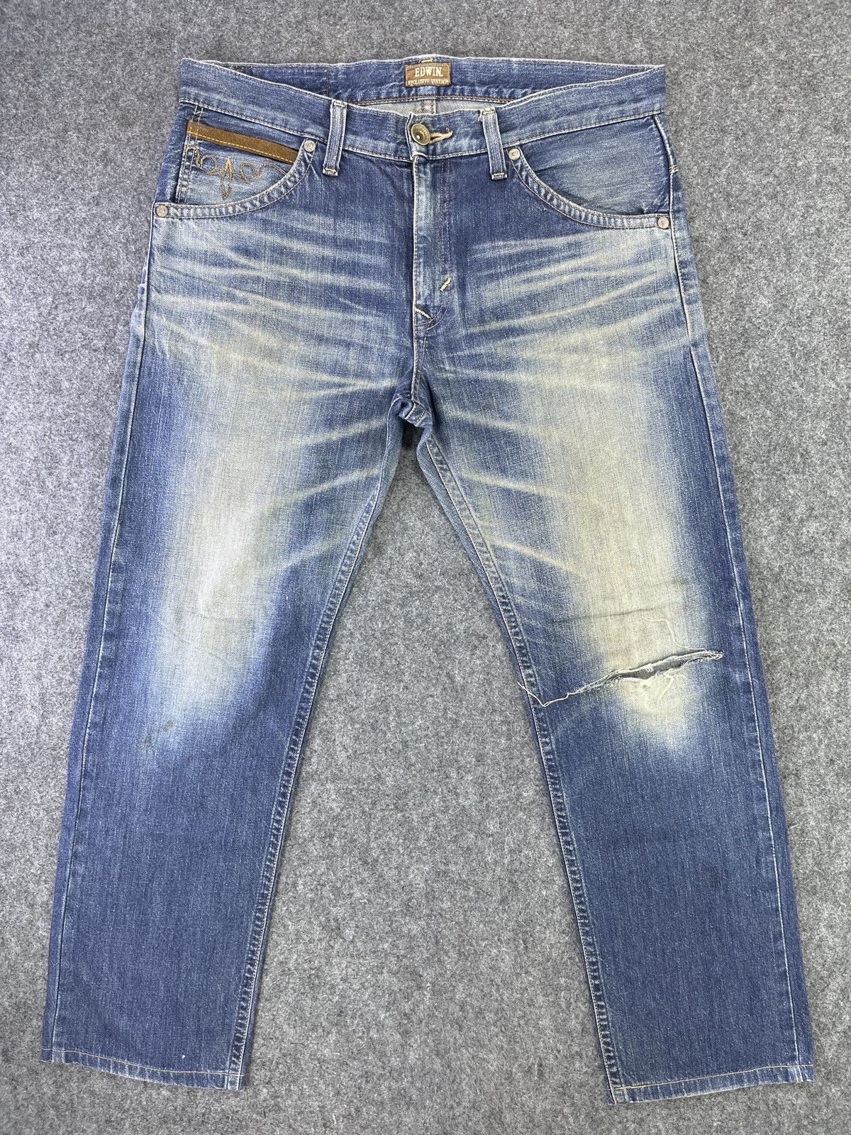Edwin Edwin EV Faded Distressed Jeans - J867 Size US 34 / EU 50 - 1 Thumbnail