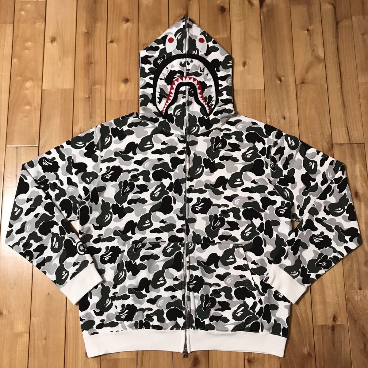 Bape Color Camo Shark Full Zip Red Hoodie Large Authentic