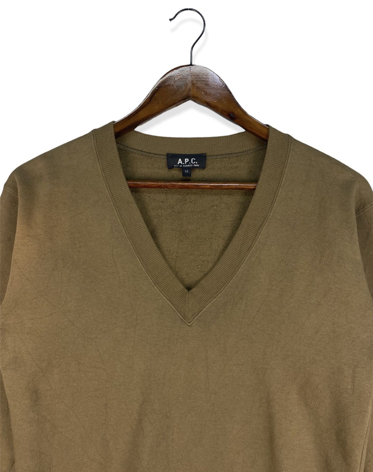 A.P.C. Vintage A.P.C Vneck Sweatshirt Sunfaded Size US M / EU 48-50 / 2 - 2 Thumbnail