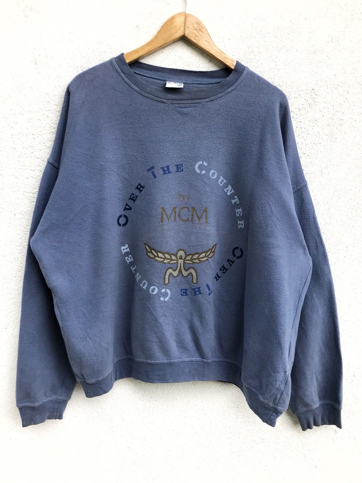 image of Made In Italy MCM Big Logo Crewneck Sweatshirt in Blue, Men's (Size XL)